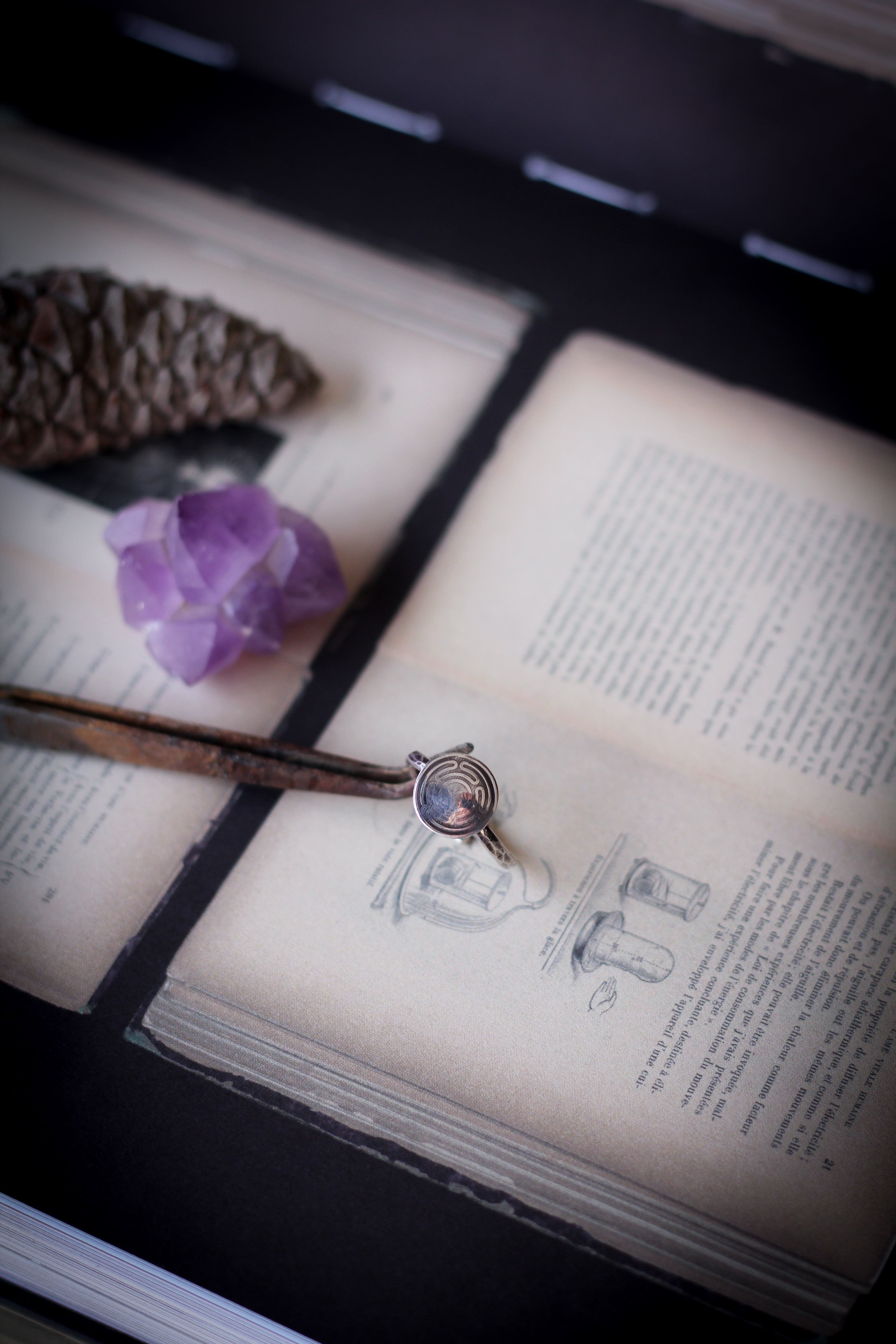 The Strophalos - Silver ring, hand-struck symbol of Hecate