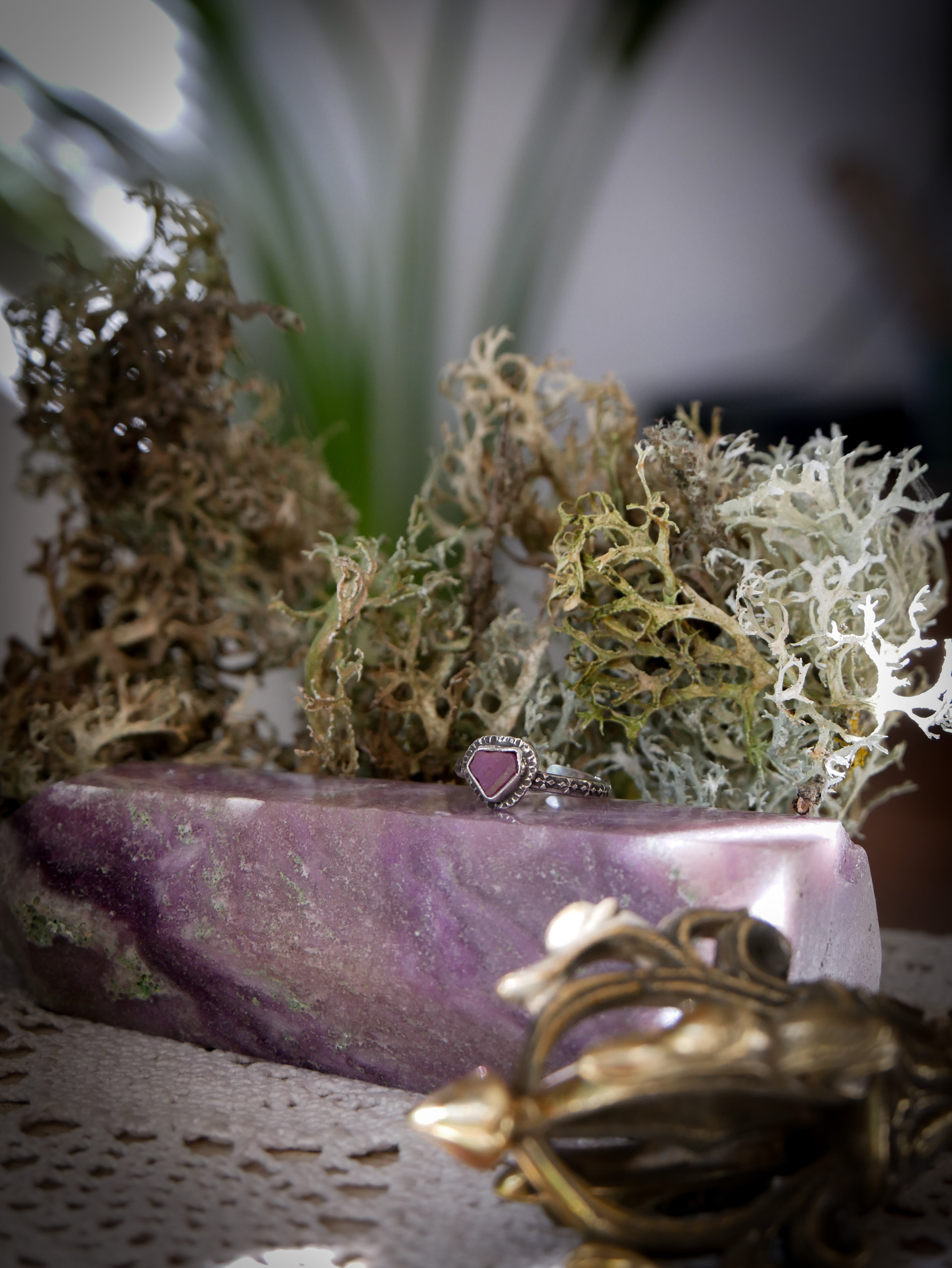 Mysticum Gemma - Raw Ruby and Silver Ring