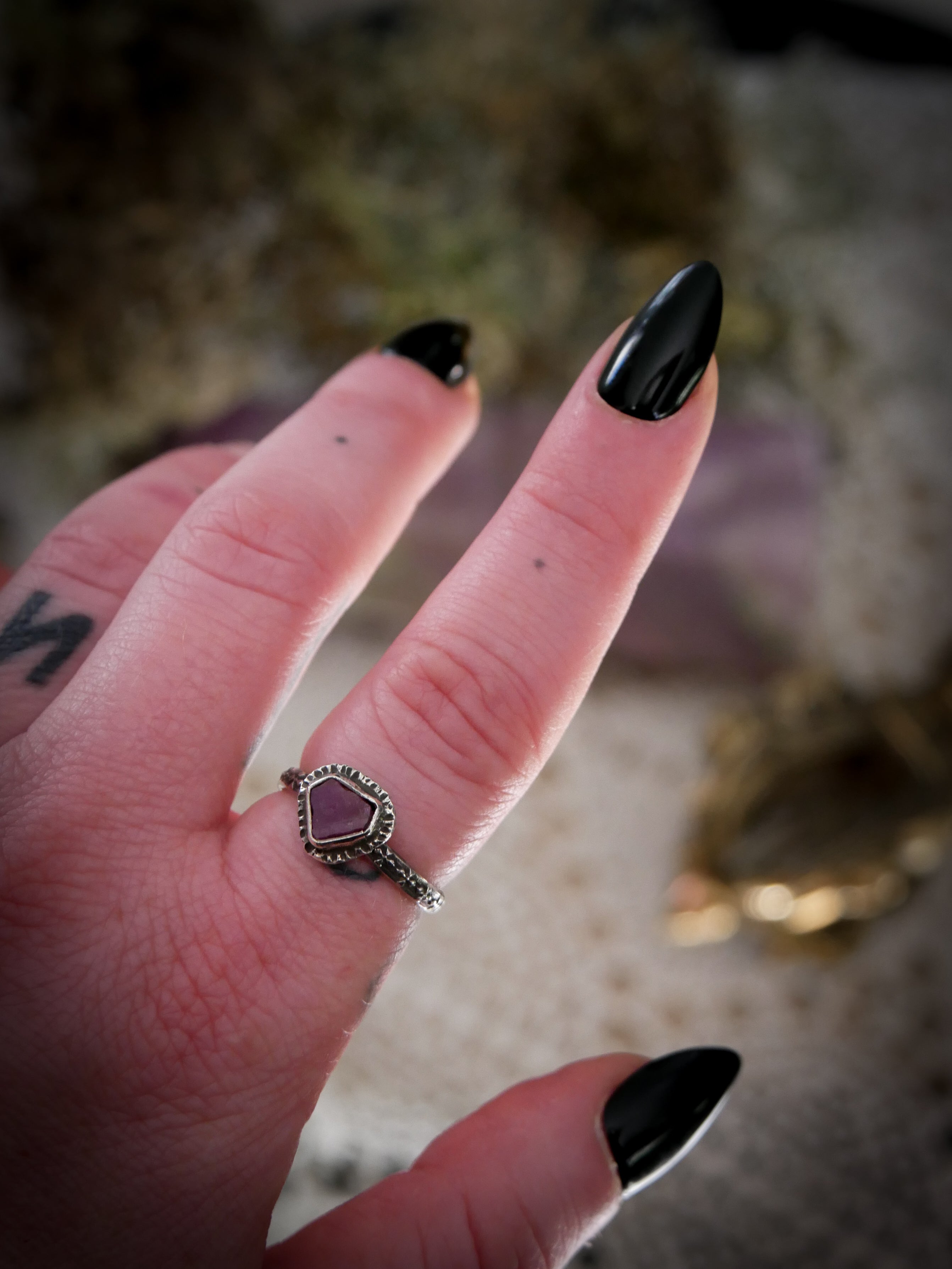 Mysticum Gemma - Raw Ruby and Silver Ring