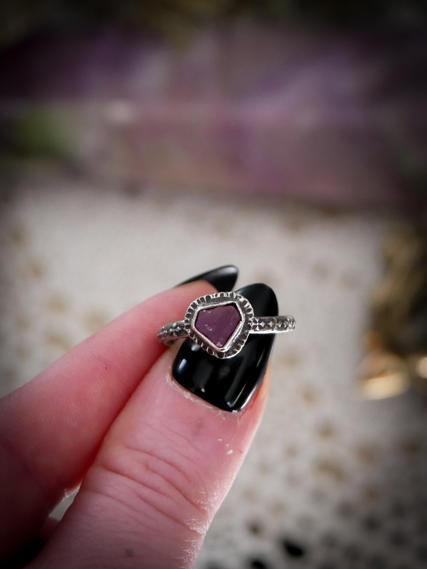 Mysticum Gemma - Raw Ruby and Silver Ring