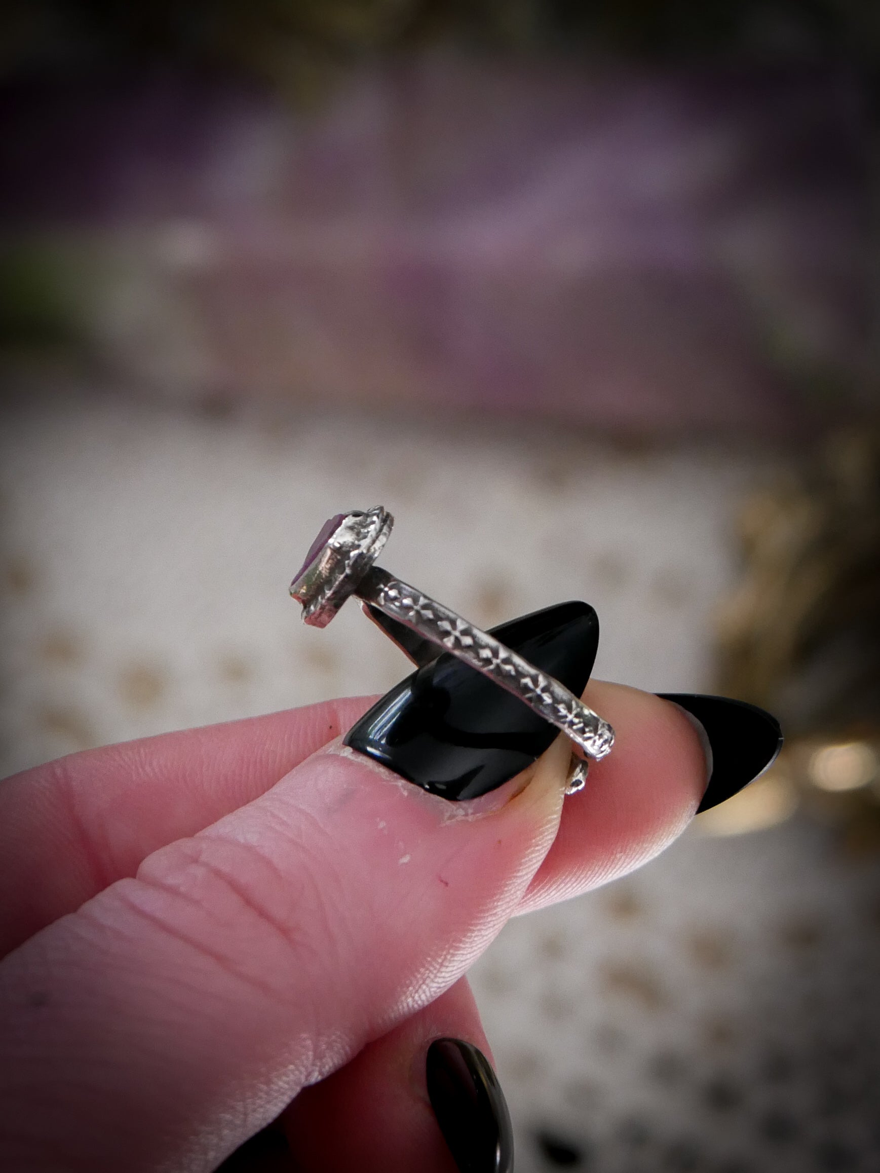 Mysticum Gemma - Raw Ruby and Silver Ring