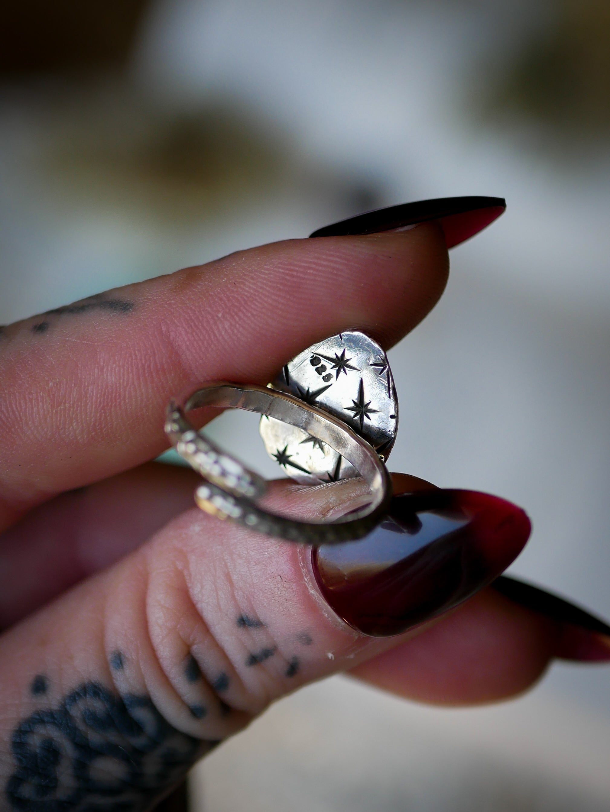 L'Œil d'Horus - Bague en quartz rutile doré facetté et argent