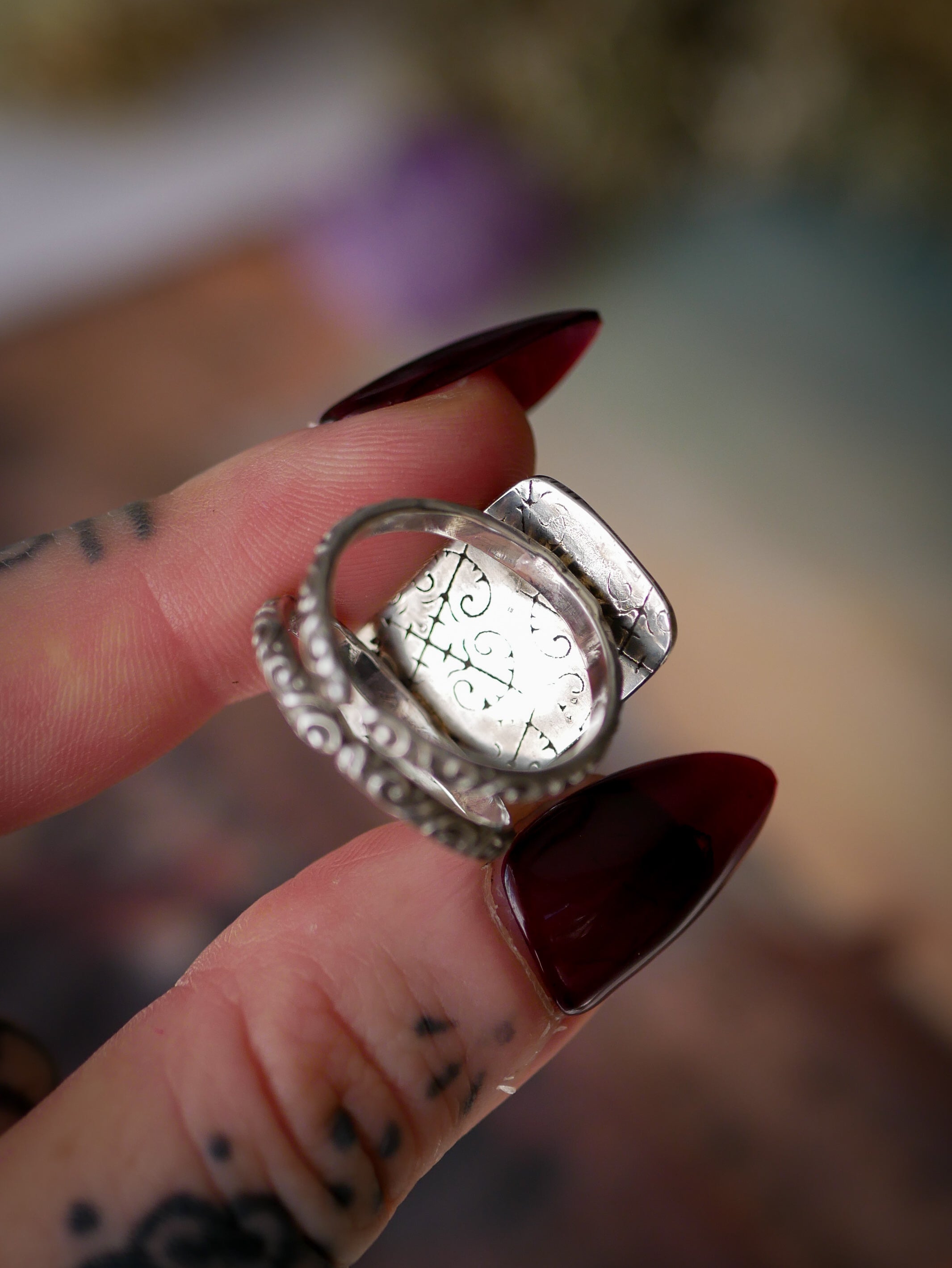 La Dryade - Bague en fluorite verte facettée et argent