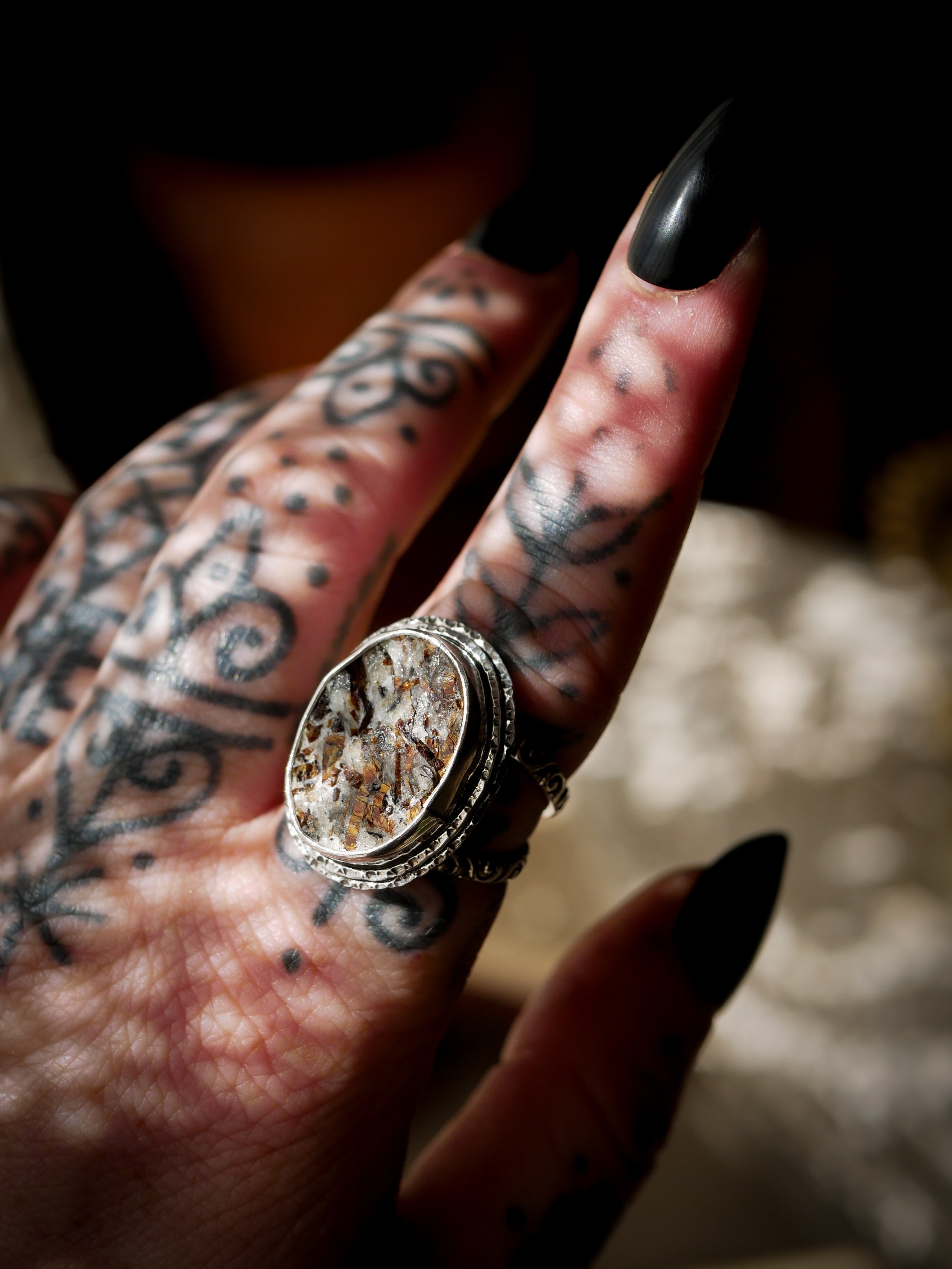 Helios - Astrophyllite and silver ring