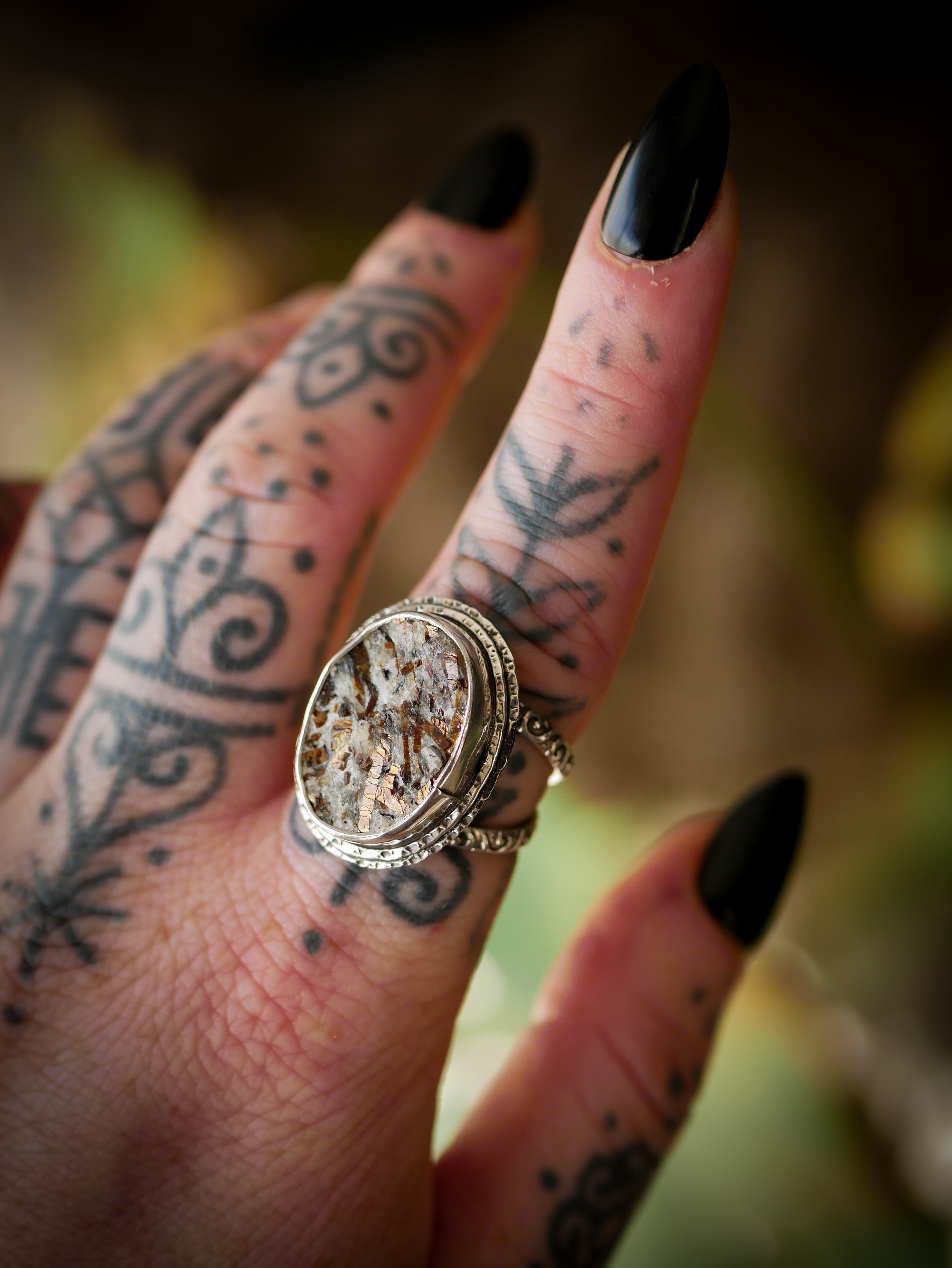 Helios - Astrophyllite and silver ring