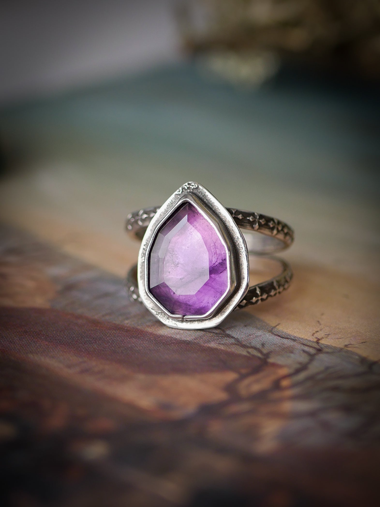 Hecate - Faceted Amethyst and Silver Ring