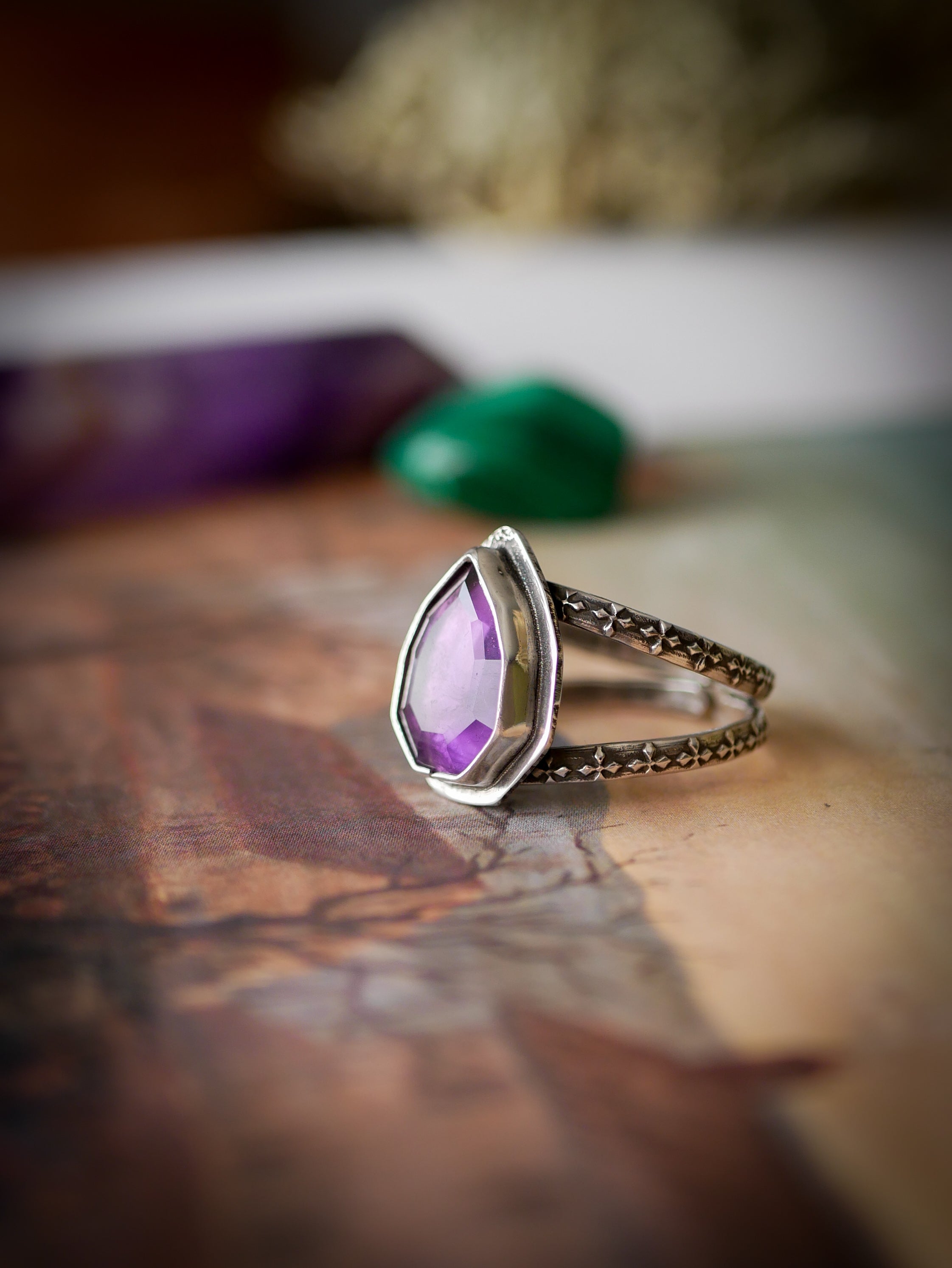 Hecate - Faceted Amethyst and Silver Ring