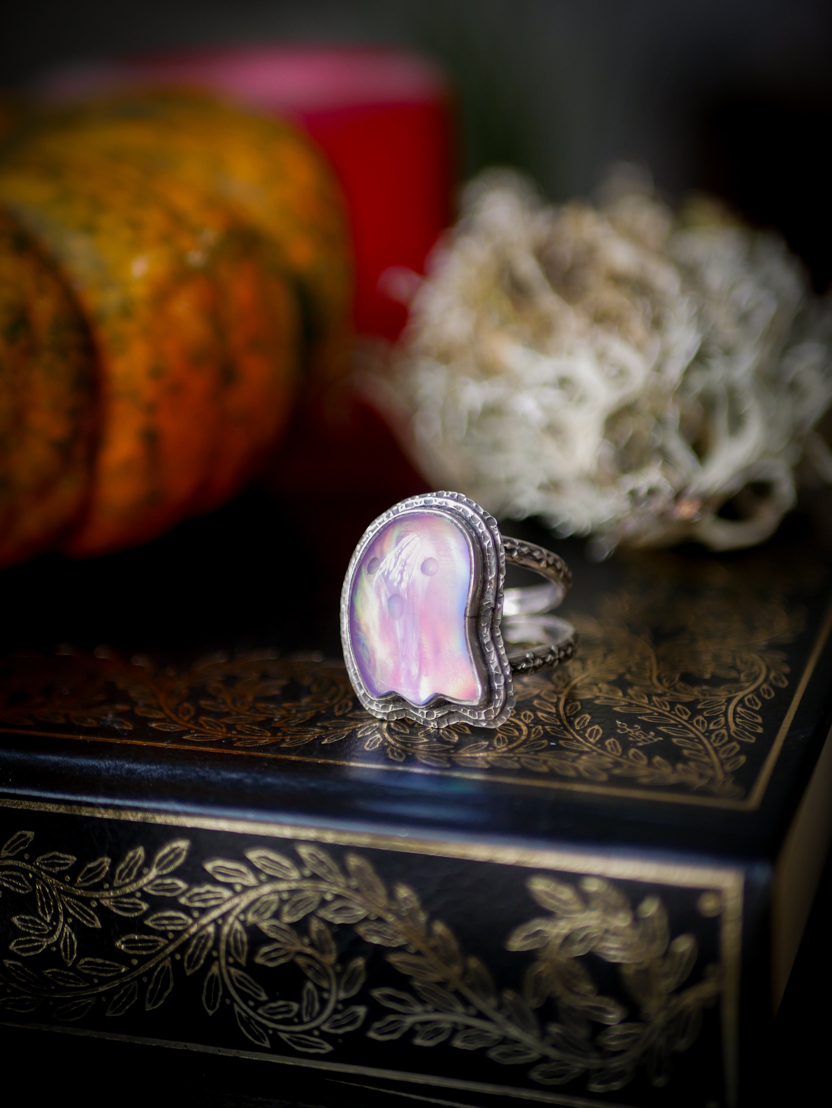 The Manor Ghost - Aurora Opal and Silver Ghost Ring