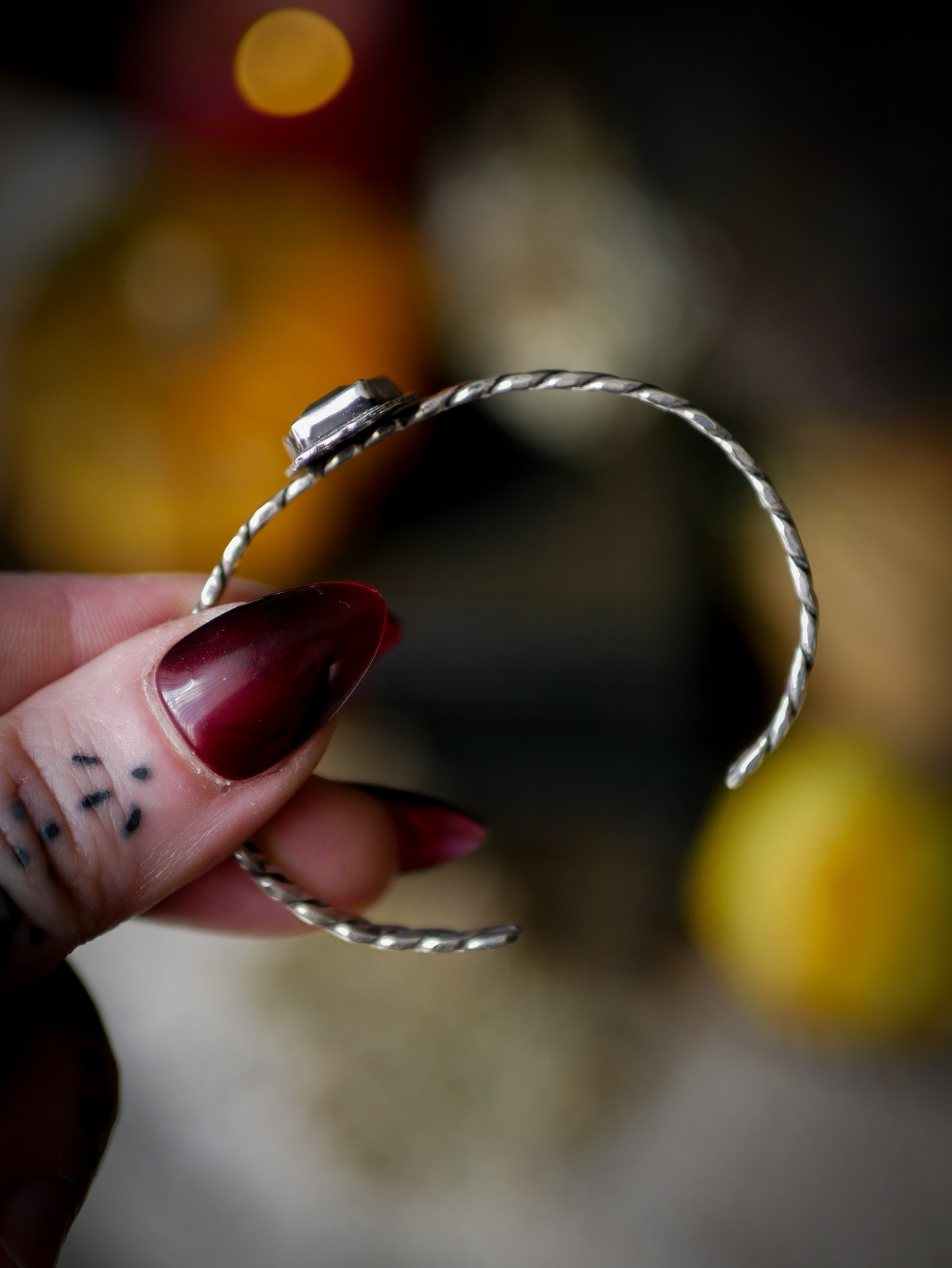 The Spirit of the Cemetery - Pyrite and Silver Coffin Bangle Bracelet