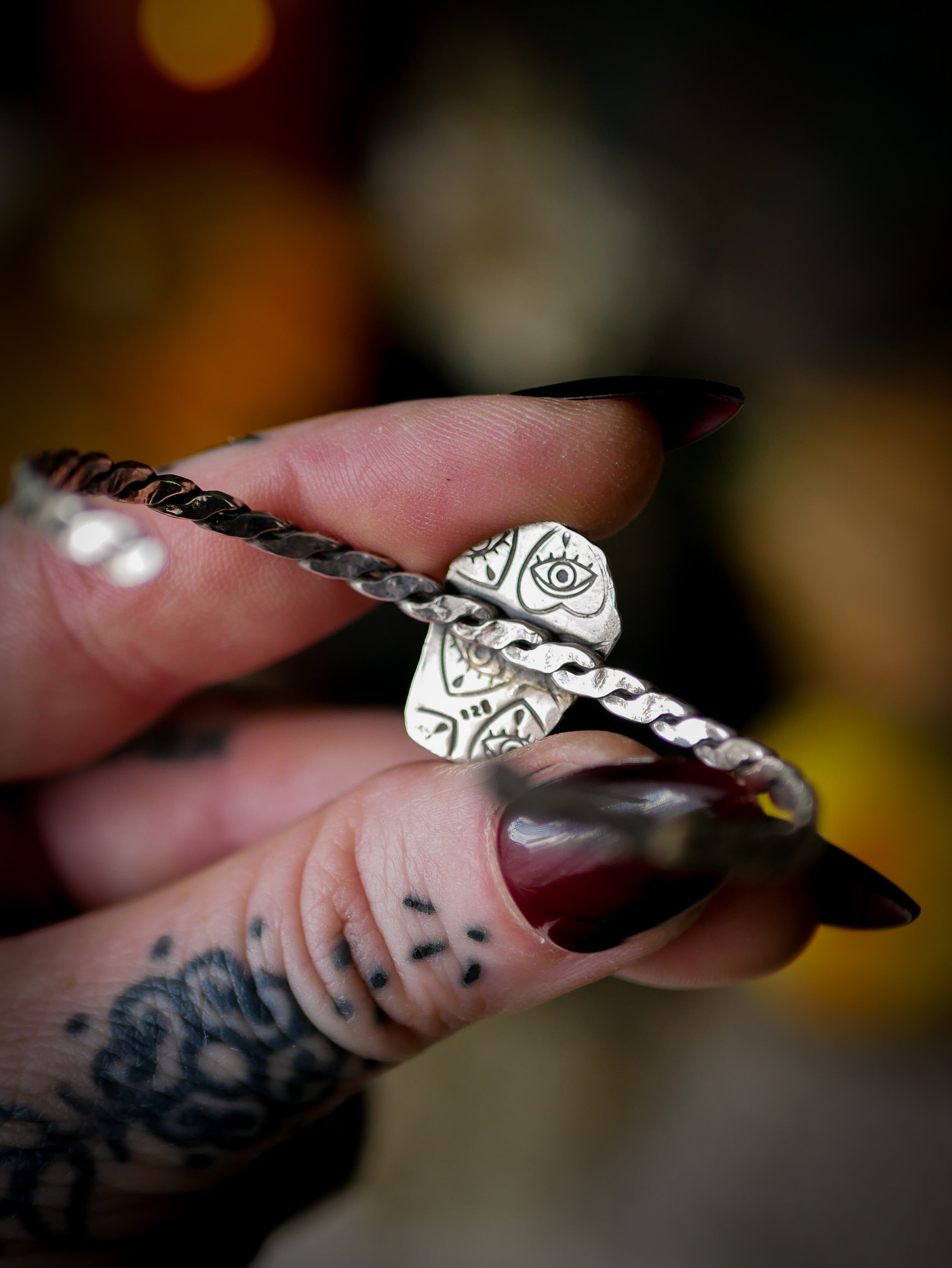 The Spirit of the Cemetery - Pyrite and Silver Coffin Bangle Bracelet