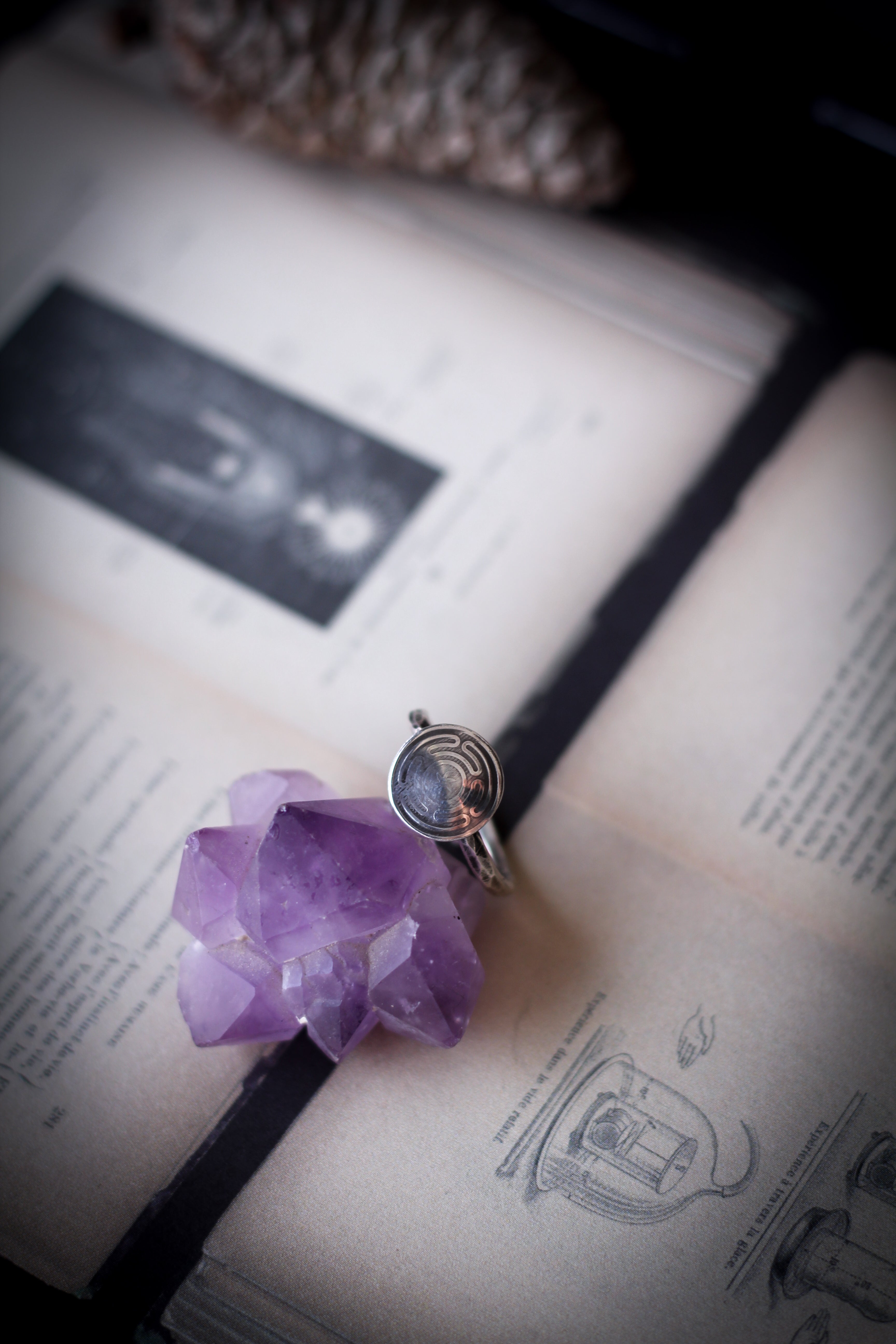 The Strophalos - Silver ring, hand-struck symbol of Hecate