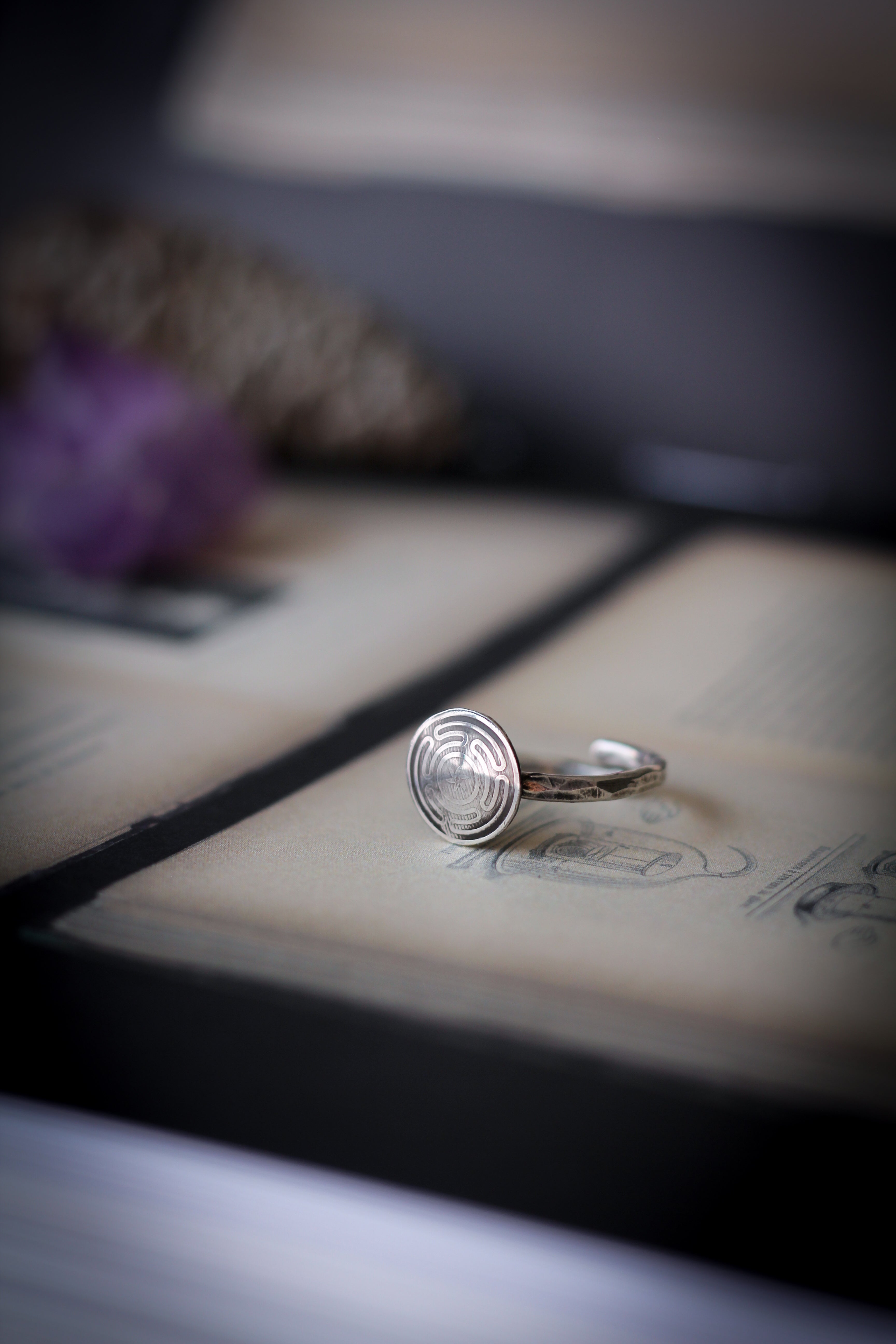 The Strophalos - Silver ring, hand-struck symbol of Hecate