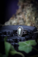 The Spirit of the Cemetery - Pyrite and silver coffin ring, forged skull on the back