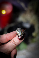 The Spirit of the Cemetery - Pyrite and silver coffin ring, forged skull on the back