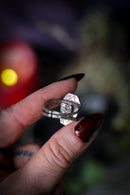 The Spirit of the Cemetery - Pyrite and silver coffin ring, forged skull on the back