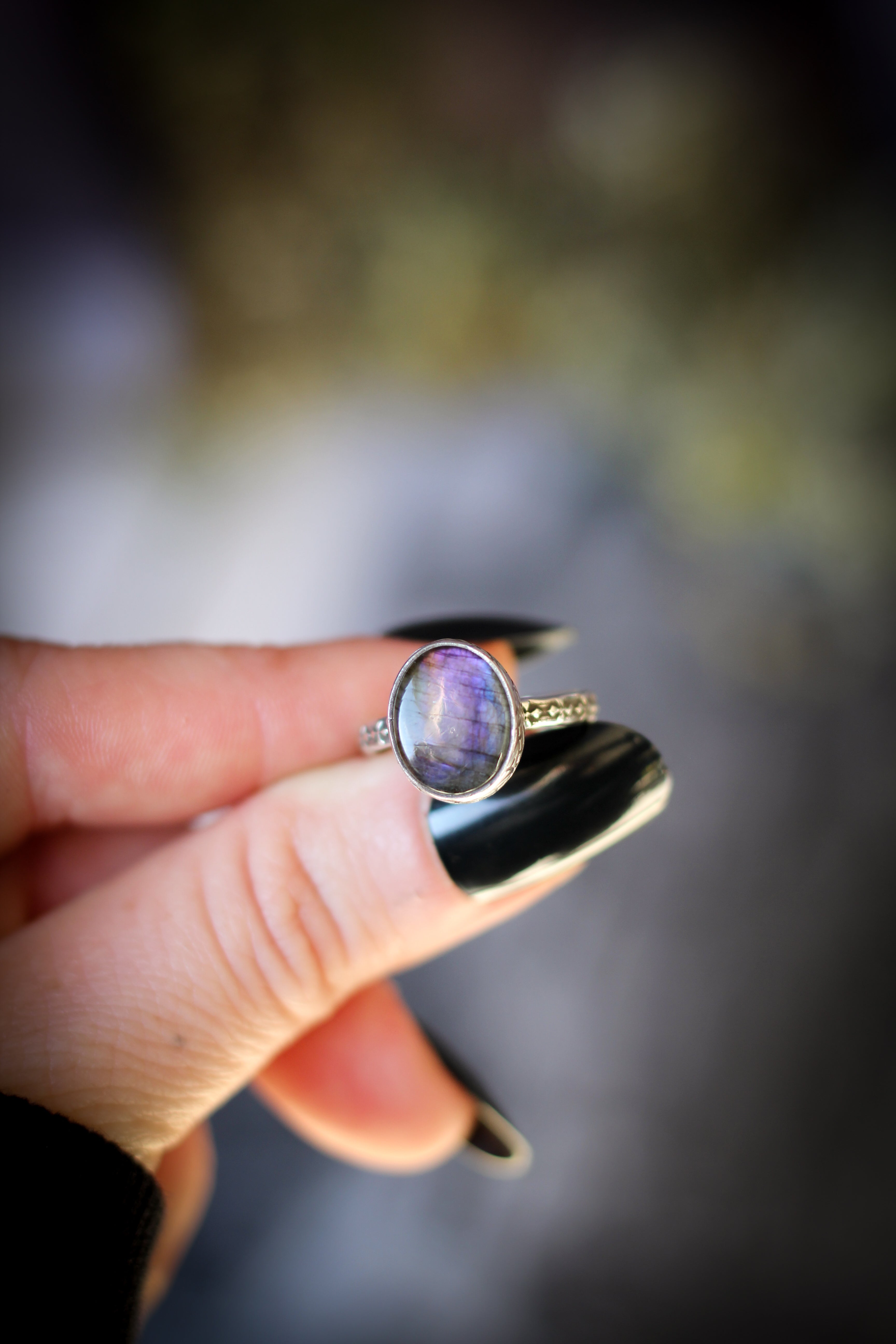 [Réservé Louise] Aurora Borealis - Bague en labradorite arc-en-ciel (spectrolite) et argent