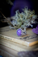 Ajna - Anello in charoite e argento, anelli forgiati