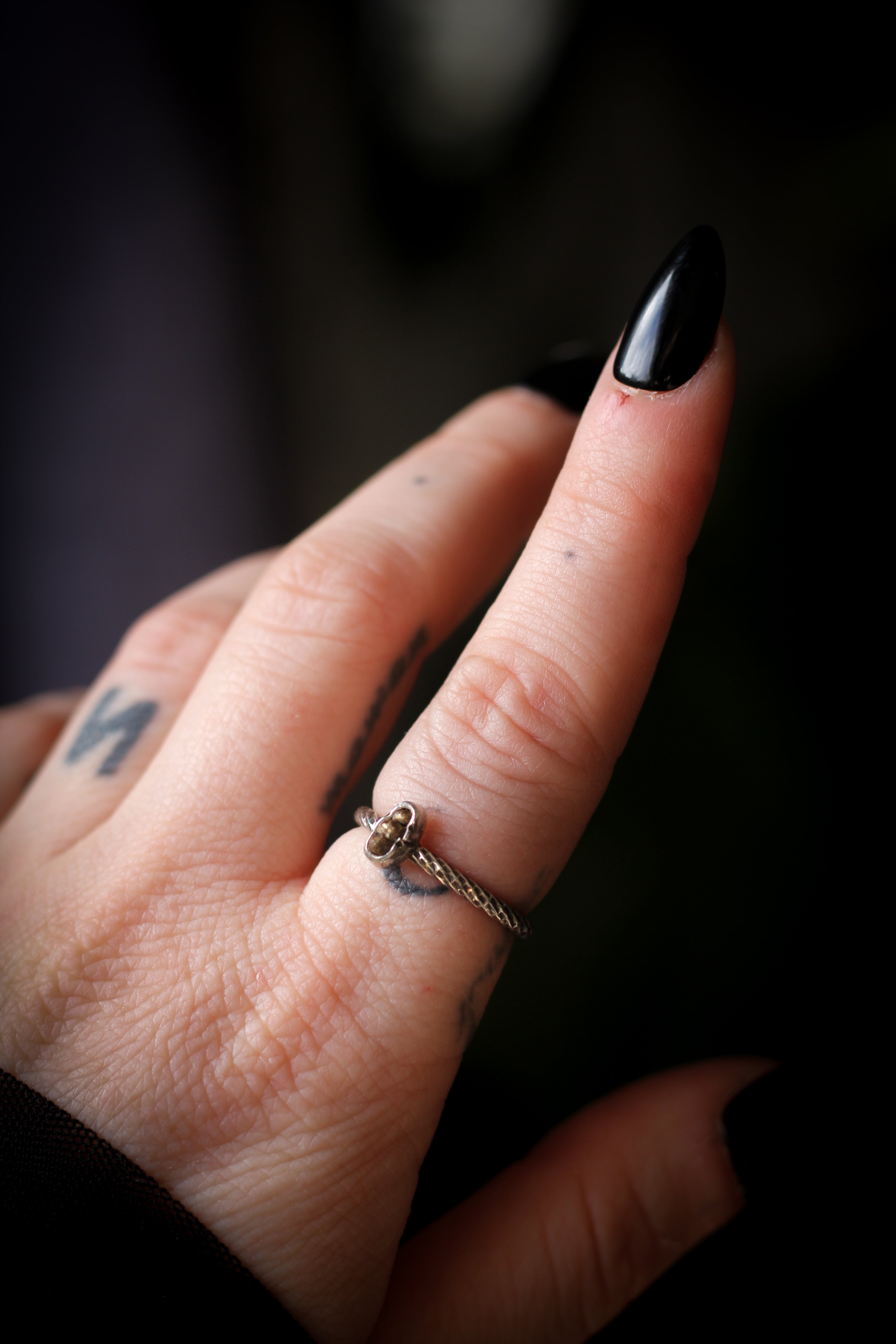 Magic of Water - Pyritized Gastropod Fossil and Silver Ring