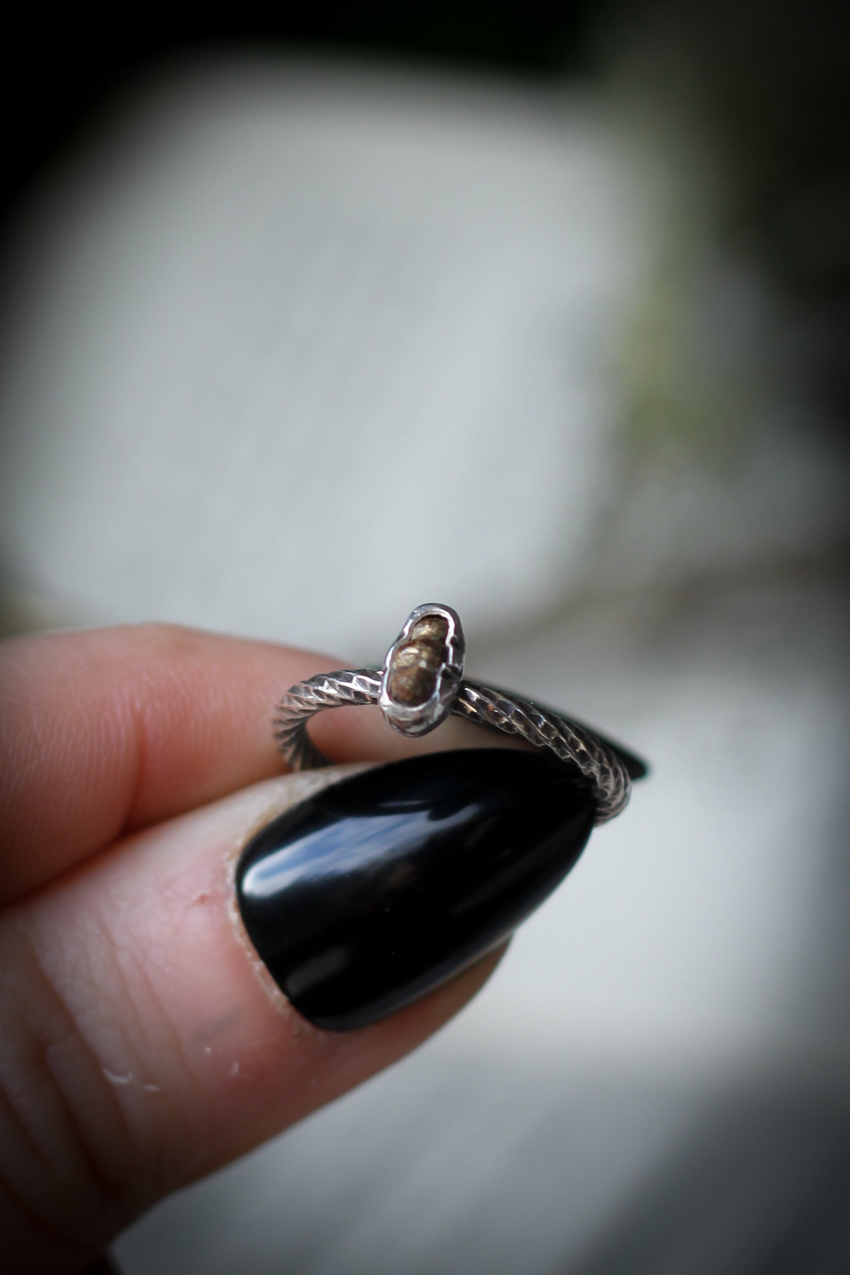 Magic of Water - Pyritized Gastropod Fossil and Silver Ring