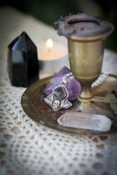 The Jewel of Hel - Raw Herkimer Diamond and Silver Necklace, Forged Skull