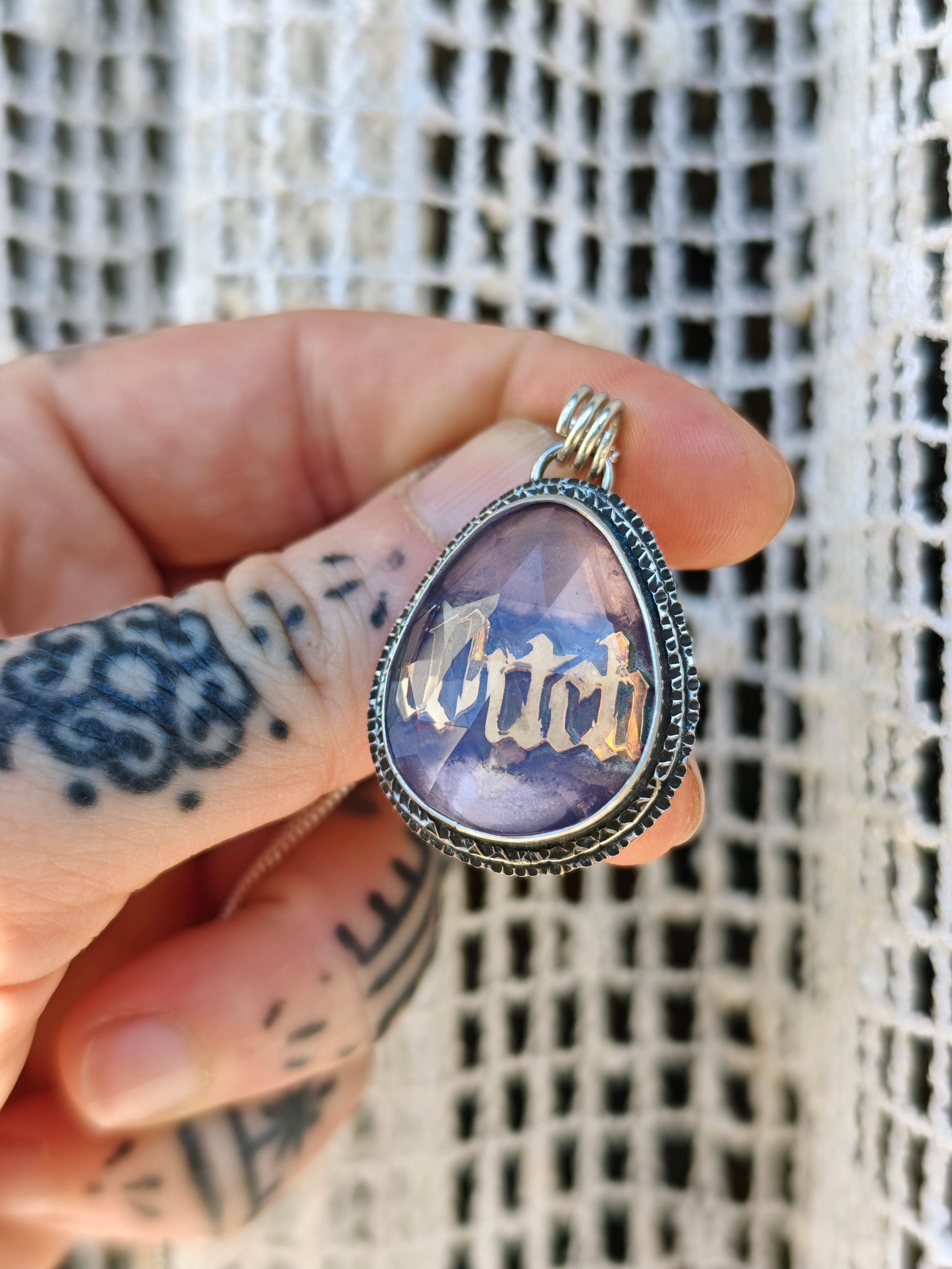 [Reserved] Witch - Faceted Lavender Quartz Necklace, Silver and Brass