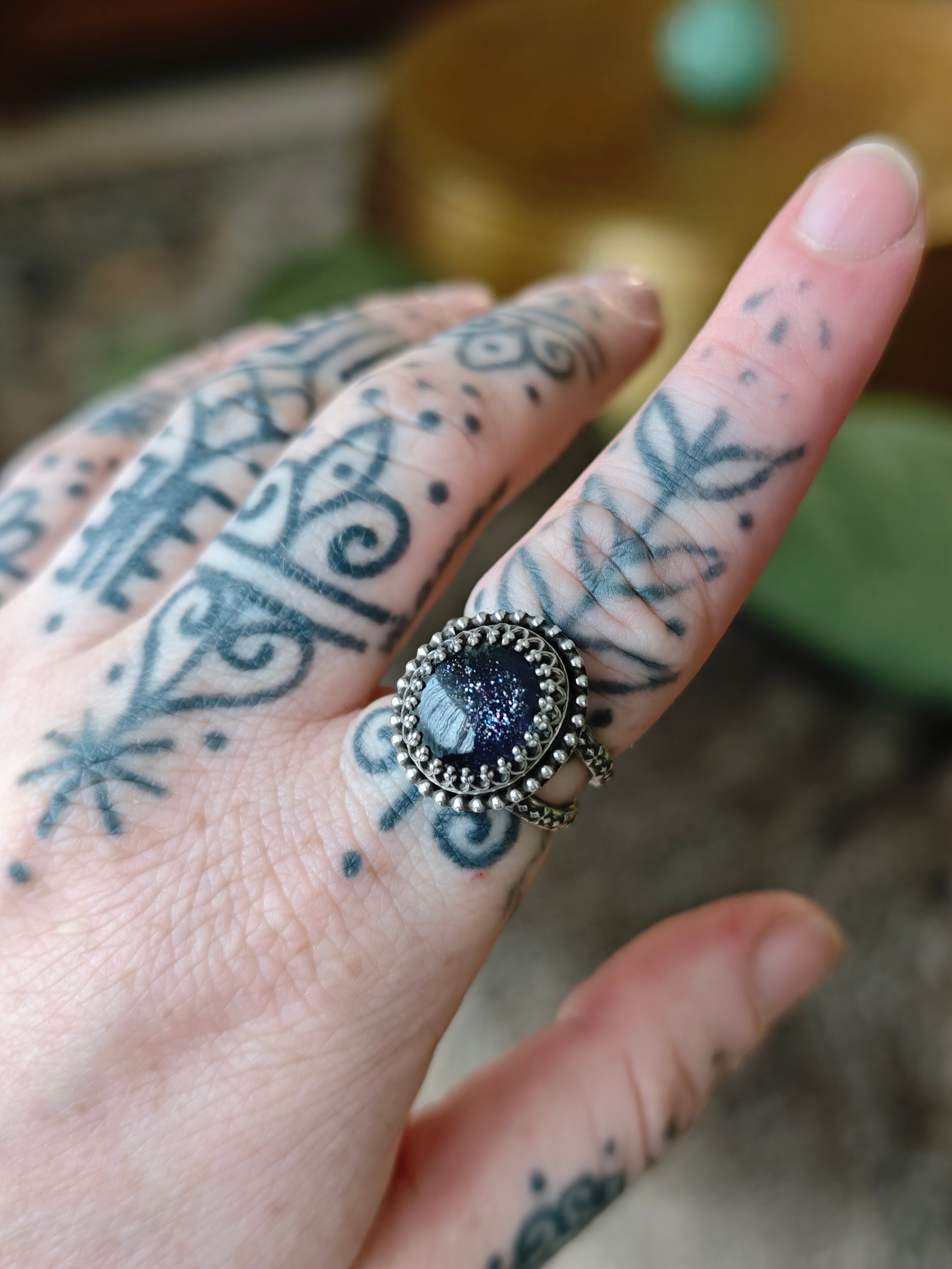 [Reserved] Astro Witch - Iolite Sunstone and Silver Ring