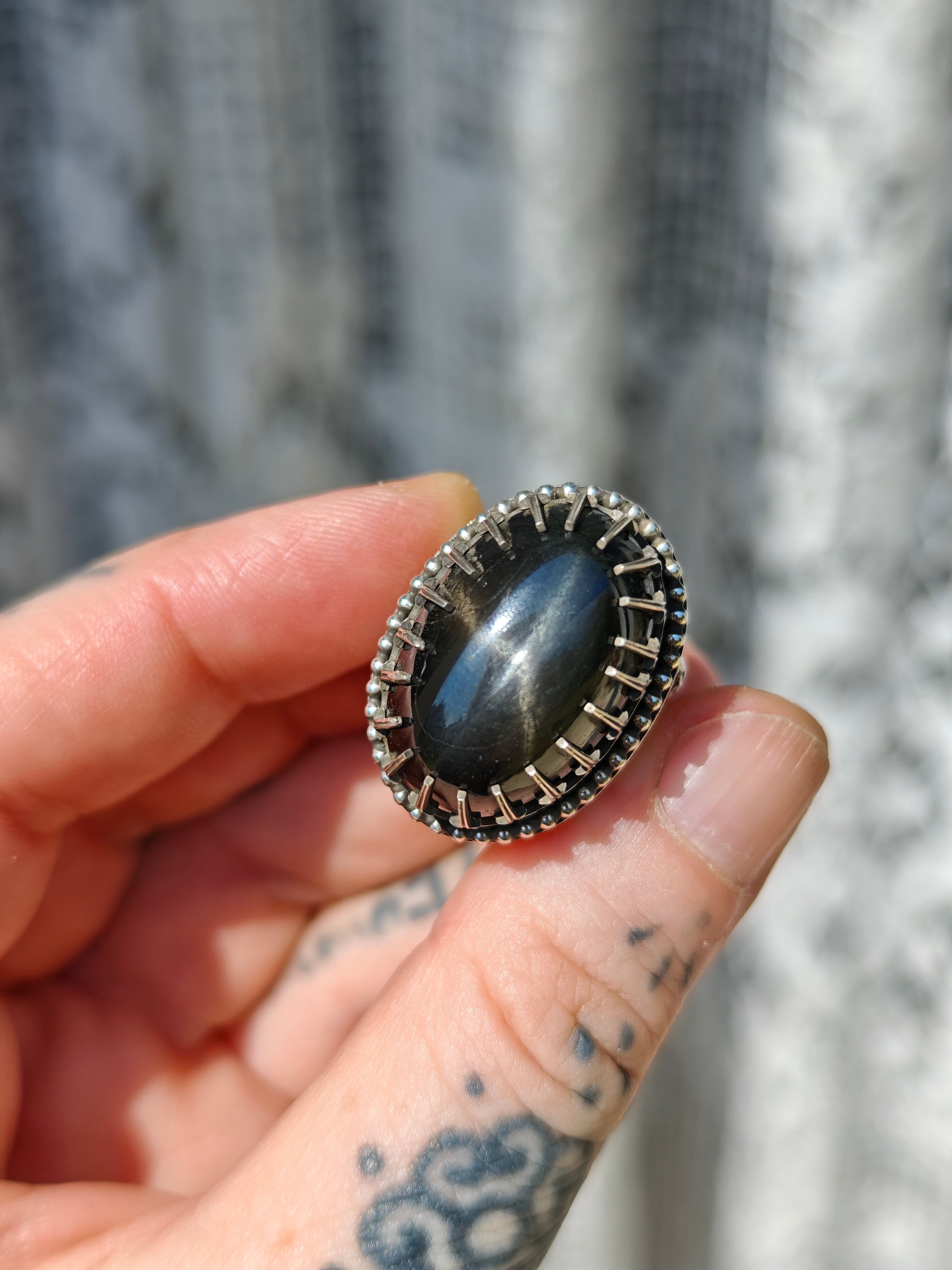 [Reserved] Marie Laveau - Black star diopside and silver ring