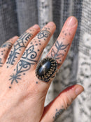 [Reserved] Marie Laveau - Black star diopside and silver ring