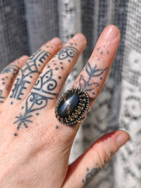 [Reserved] Marie Laveau - Black star diopside and silver ring