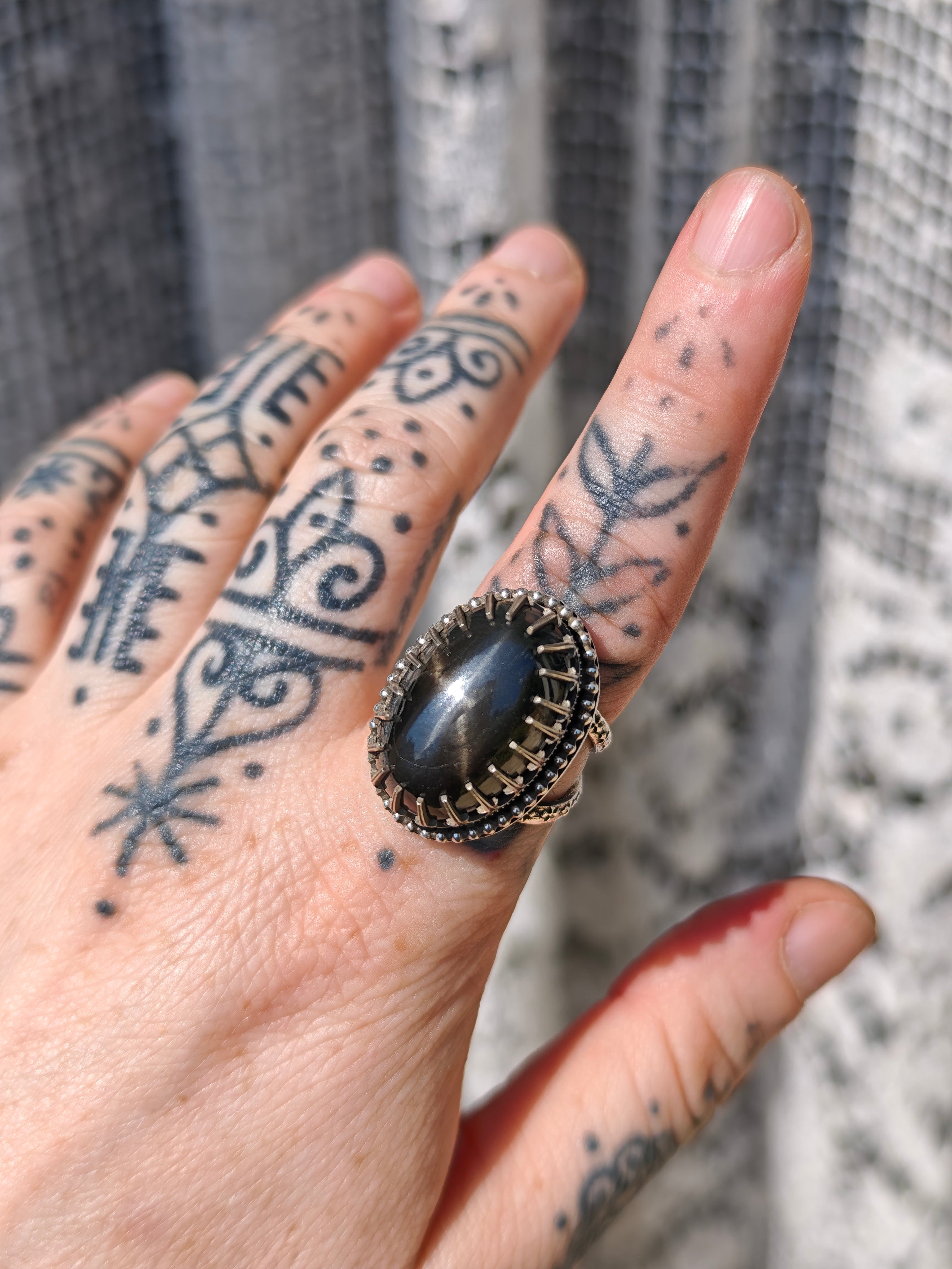 [Reserved] Marie Laveau - Black star diopside and silver ring