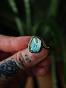 [Réservé] La Selkie - Bague doublet de nacre et cristal facetté, argent