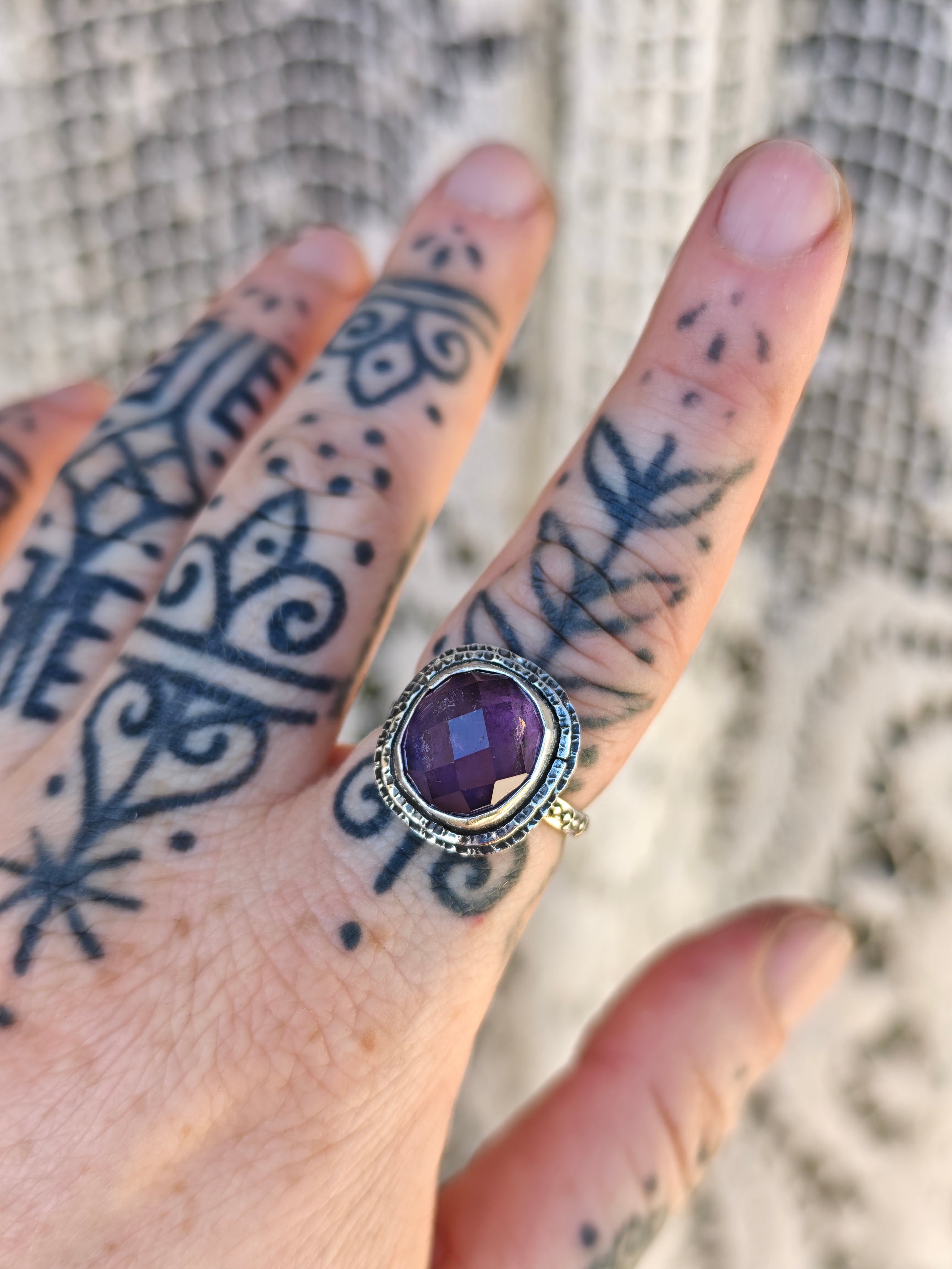 [Réservé] Intuition - Bague en améthyste facettée et argent