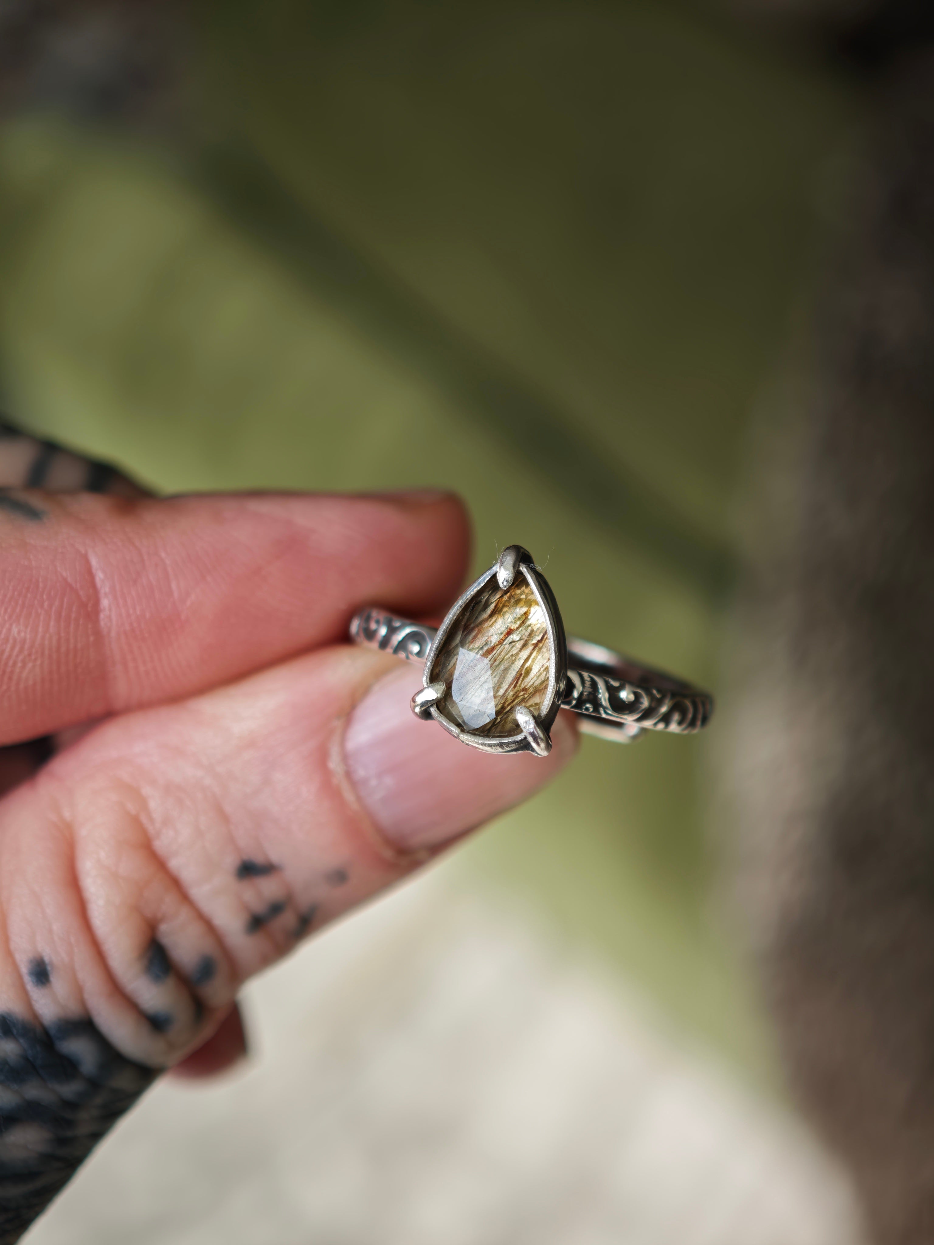 [Réservé] Le Secret de Vénus - Bague en quartz rutile doré et argent