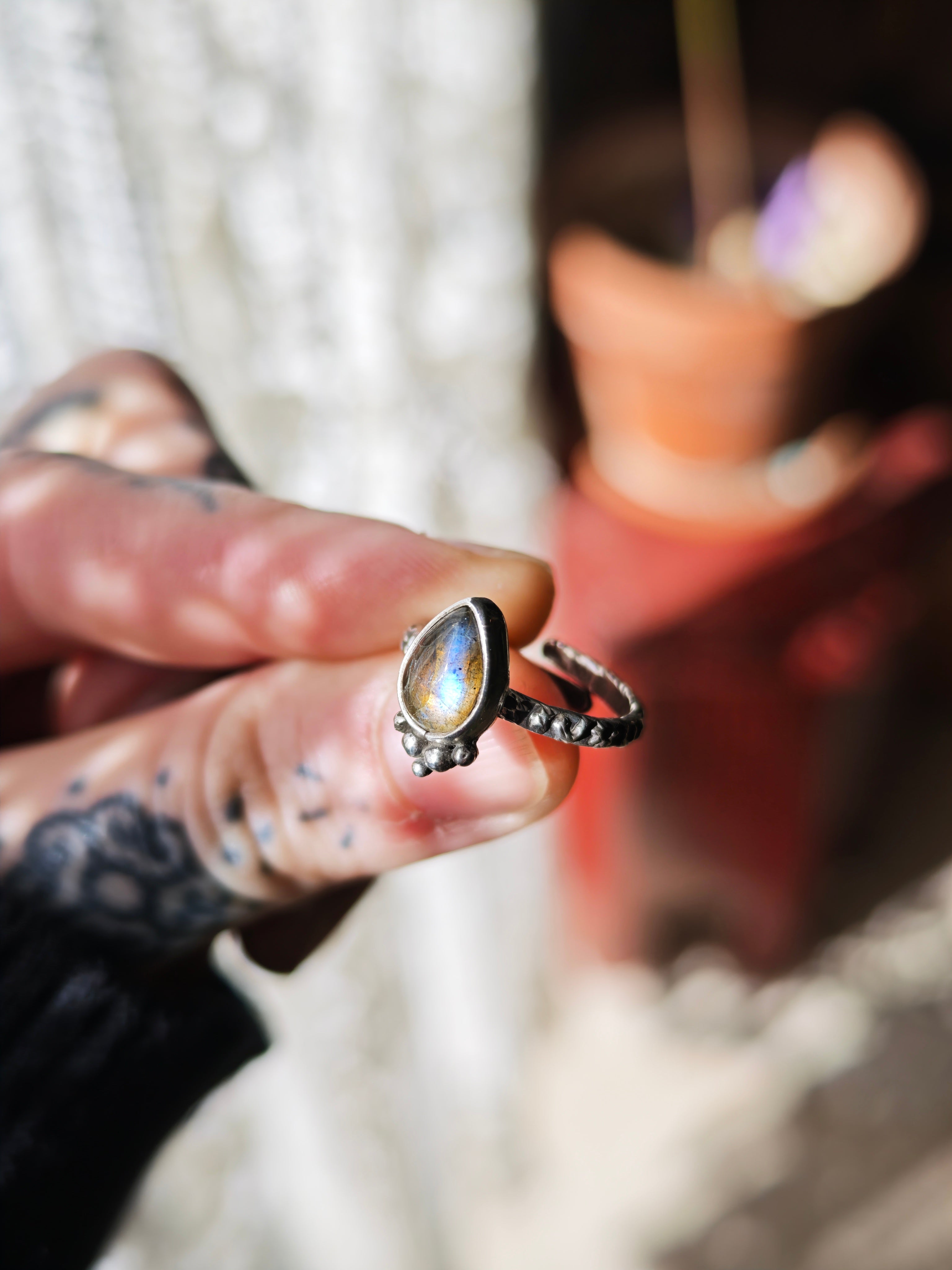 [Réservé] Nout - Bague en argent et labradorite bleue