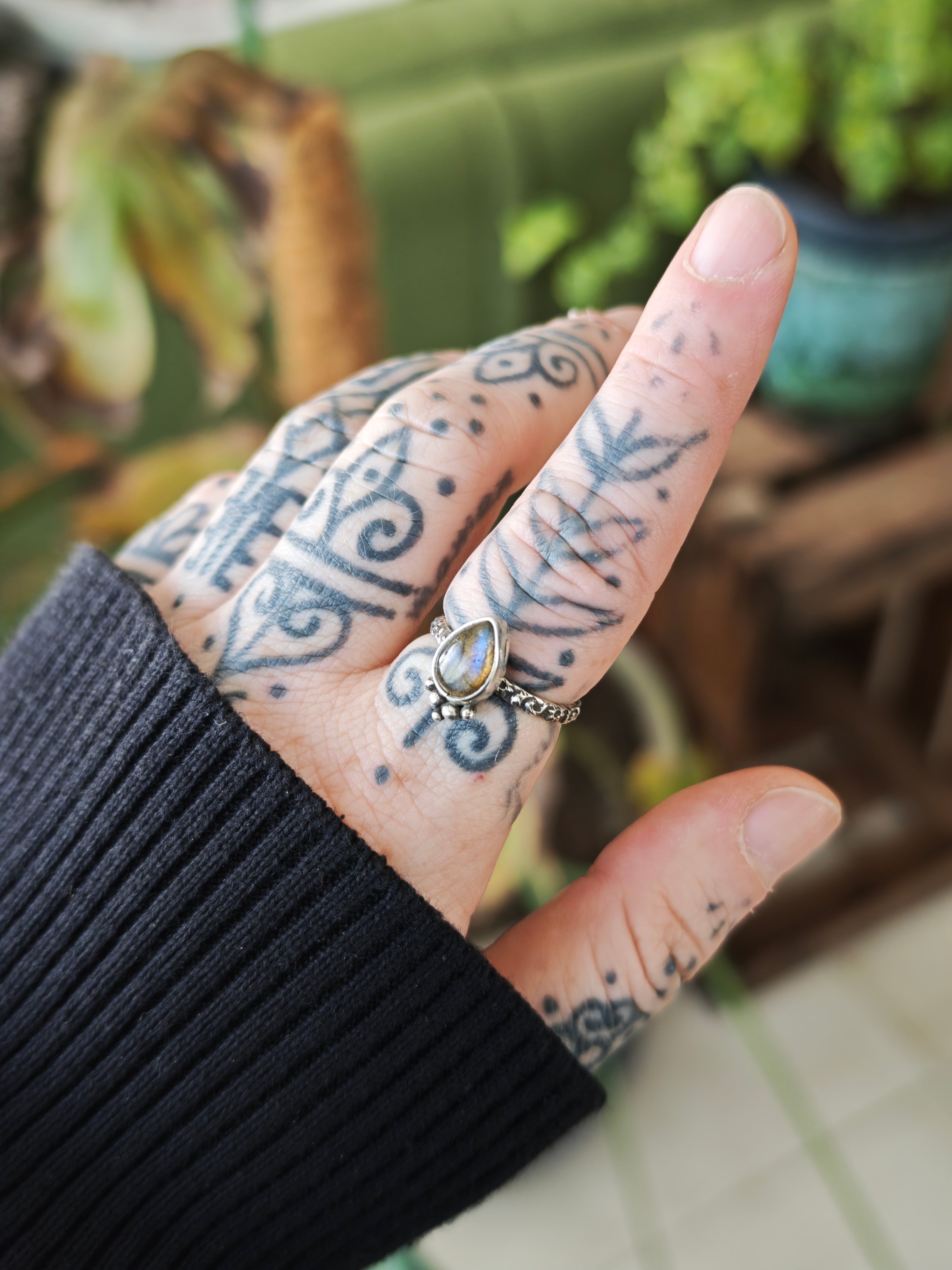 [Réservé] Nout - Bague en argent et labradorite bleue