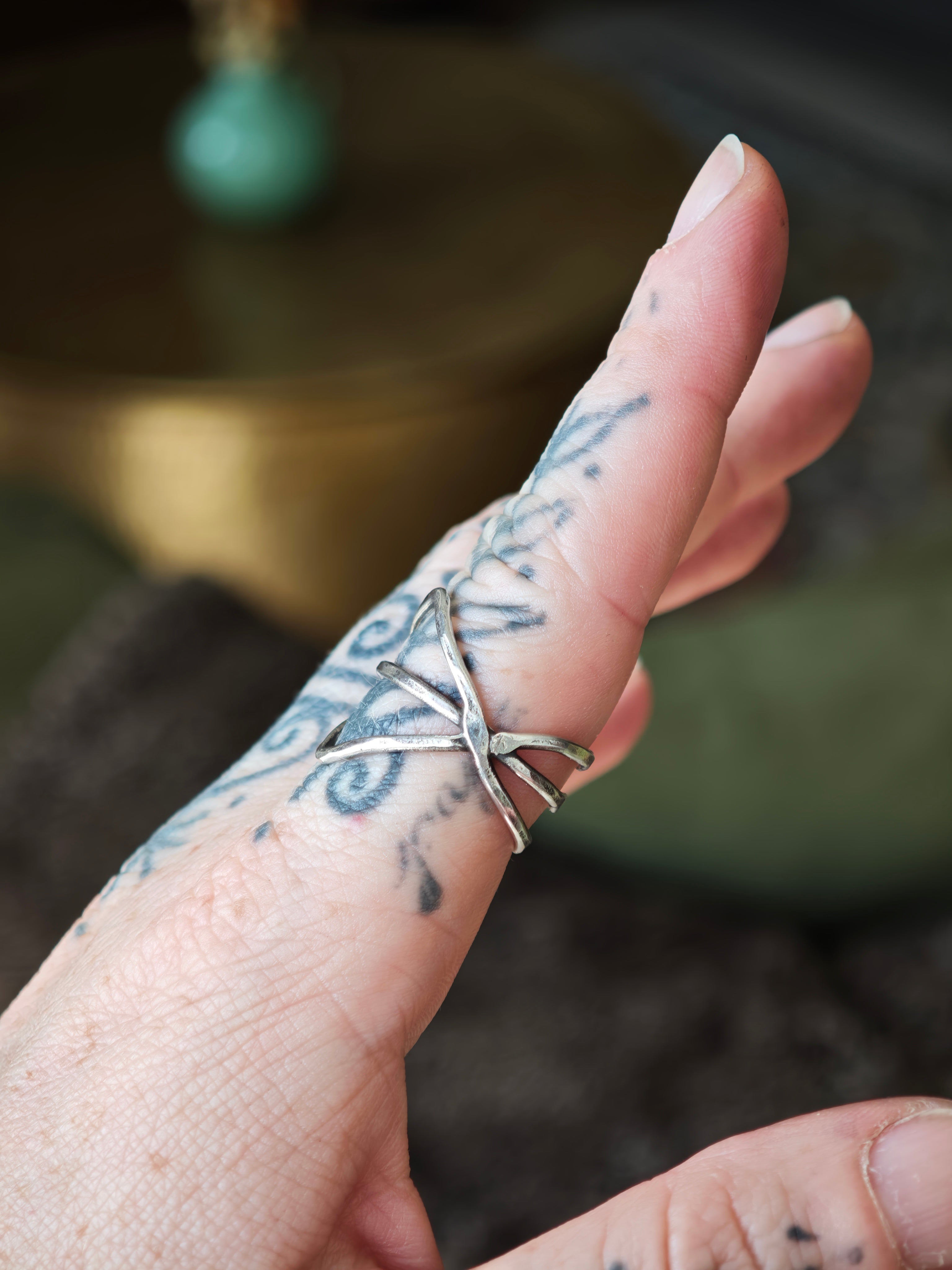 [Réservé] Protection - Bague forgée en argent, rune liée Ingwaz et Isa