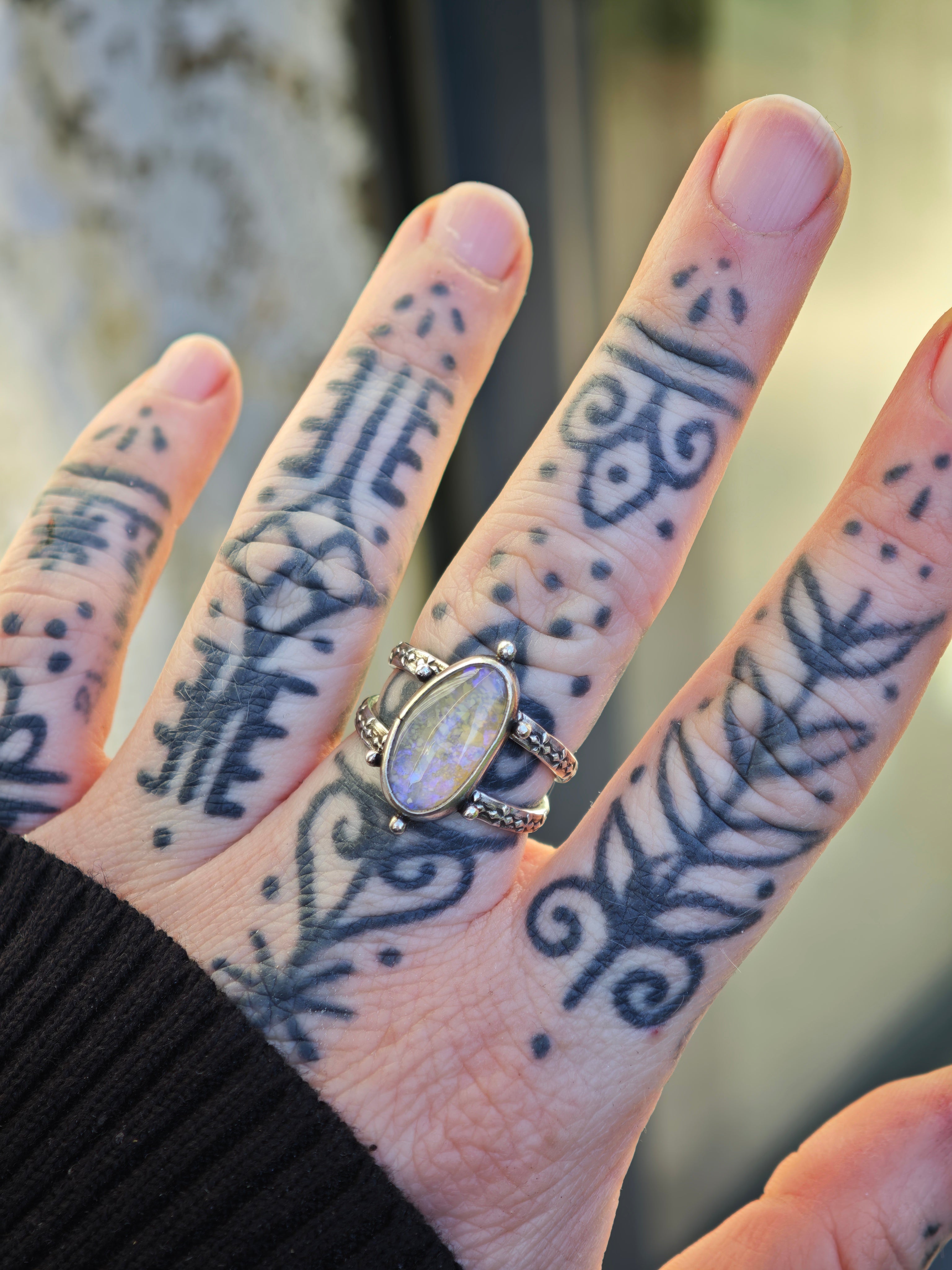 Fae - Opale de Lightning Ridge et quartz clair, argent