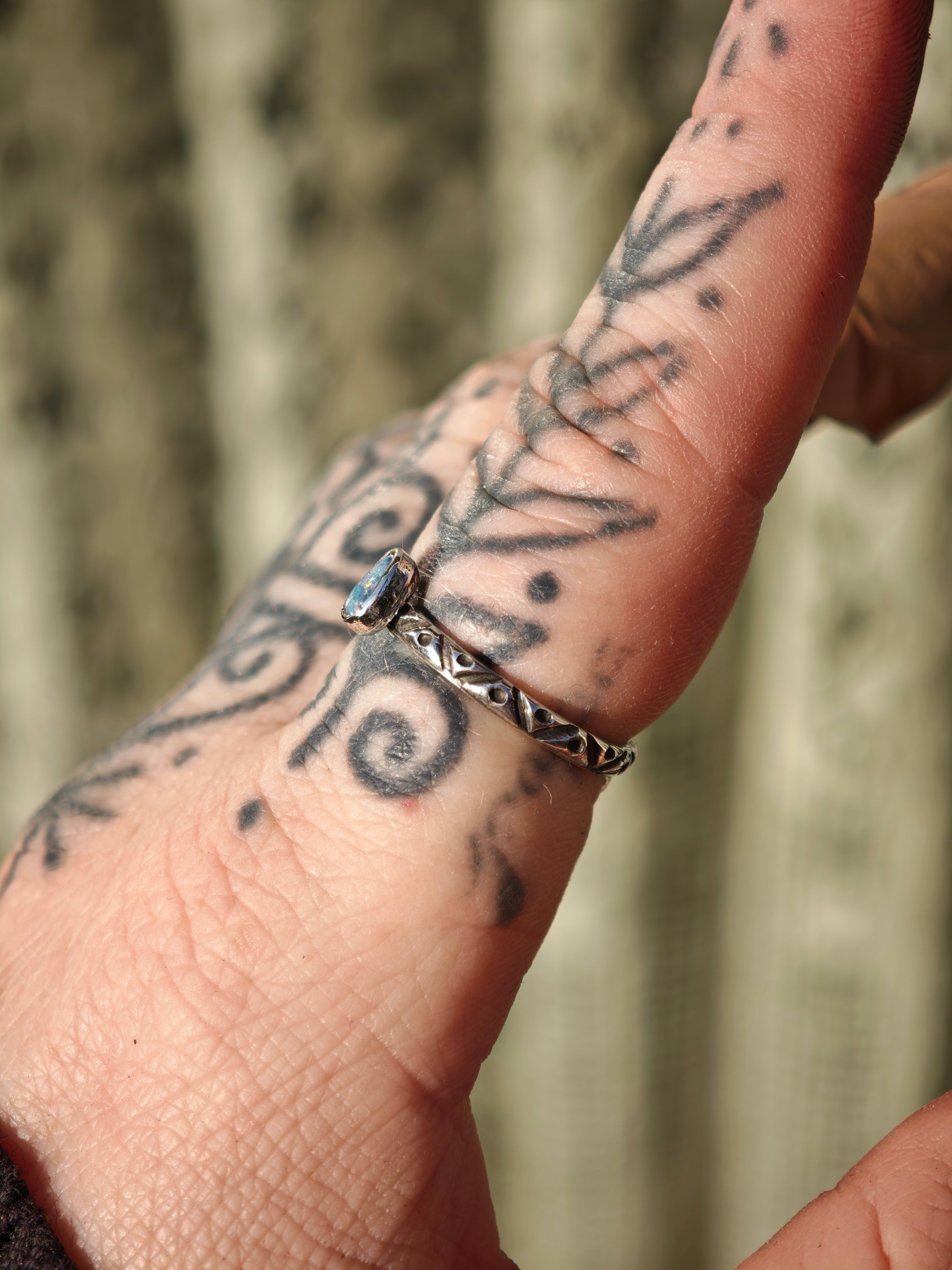 [Réservé] Starseed - Bague en opale de Lightning Ridge et argent