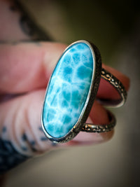 L'Atlantide - Bague en larimar et argent