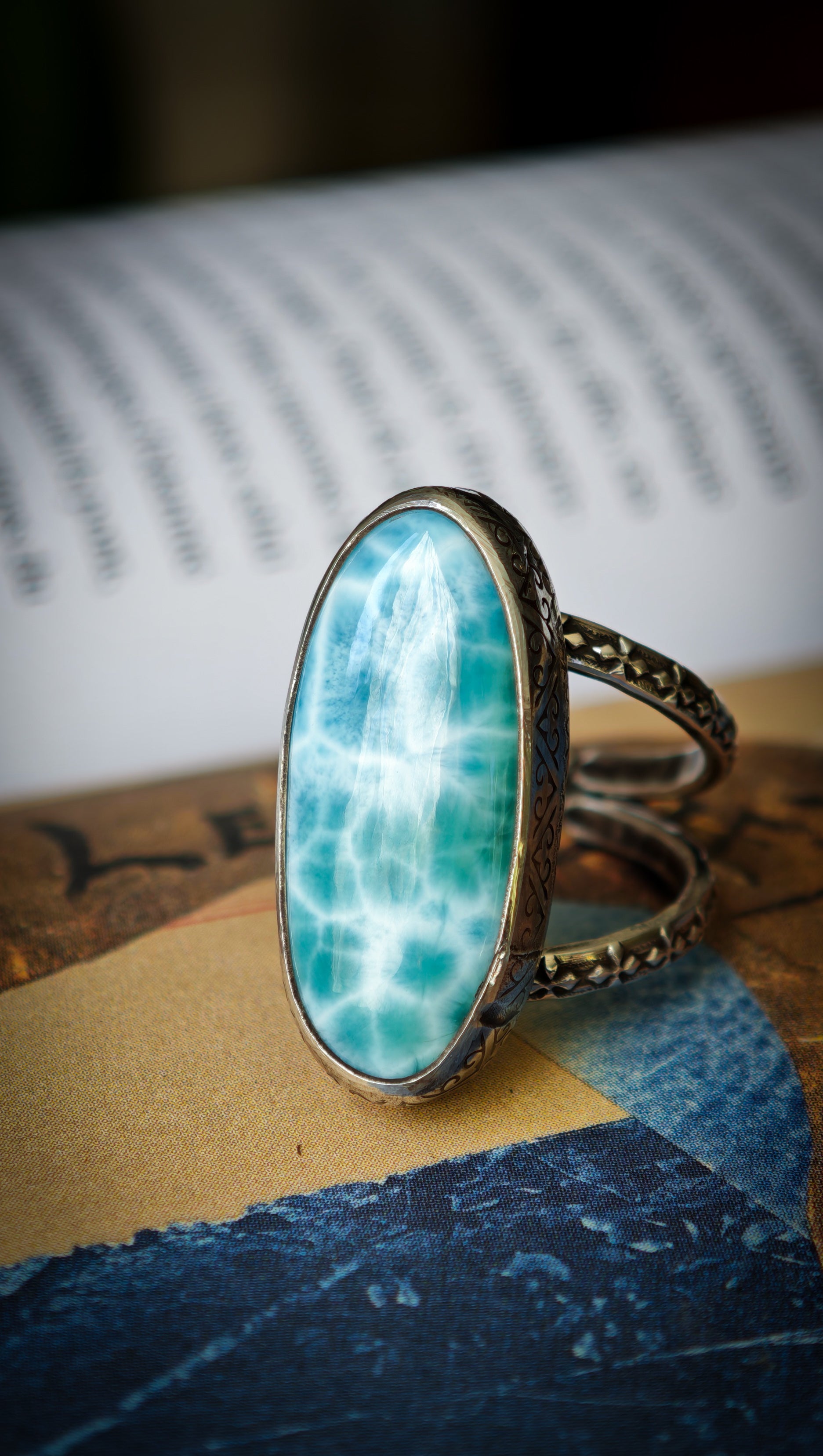 L'Atlantide - Bague en larimar et argent