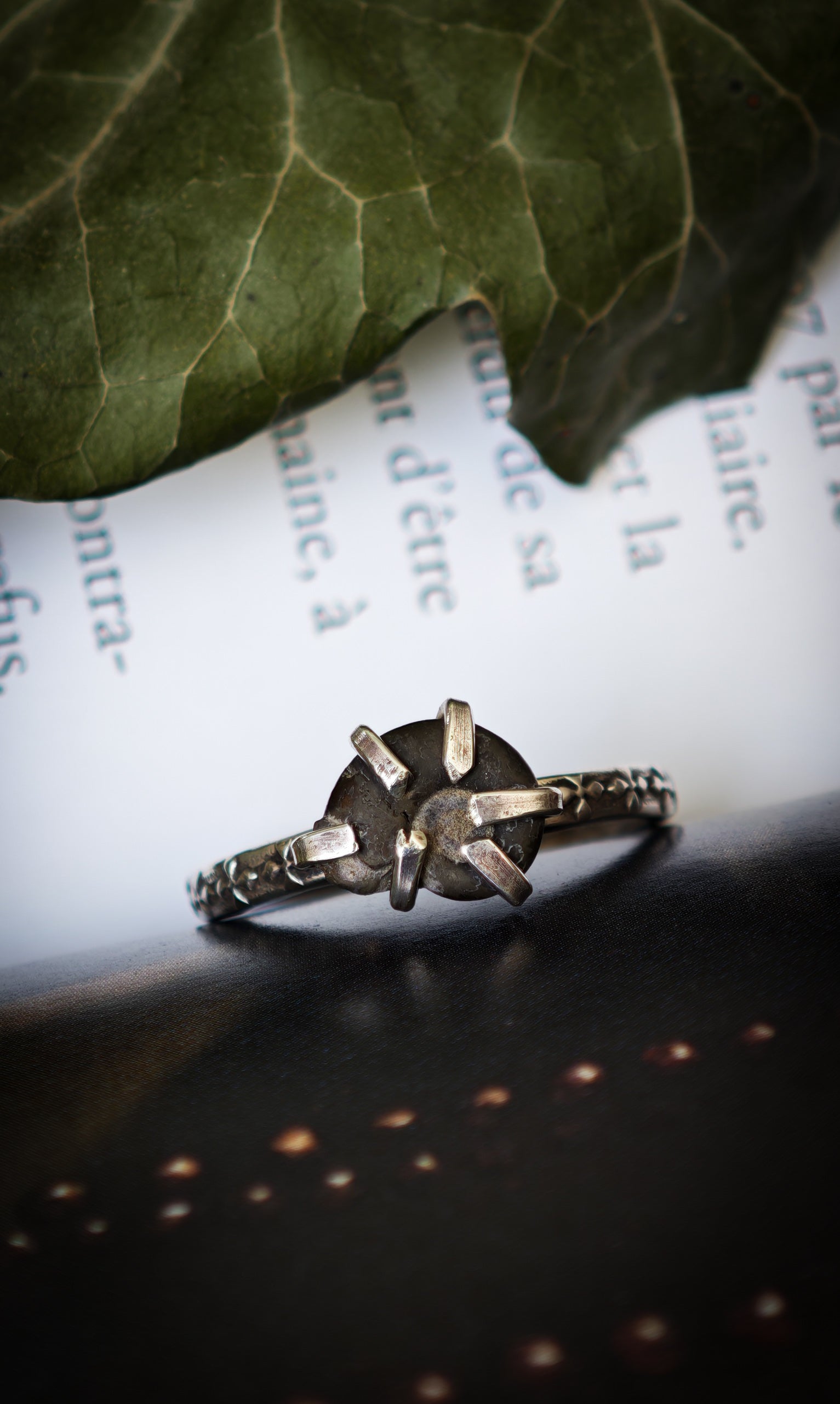 EarthMagick - Bague en fossile d'ammonite véritable et argent