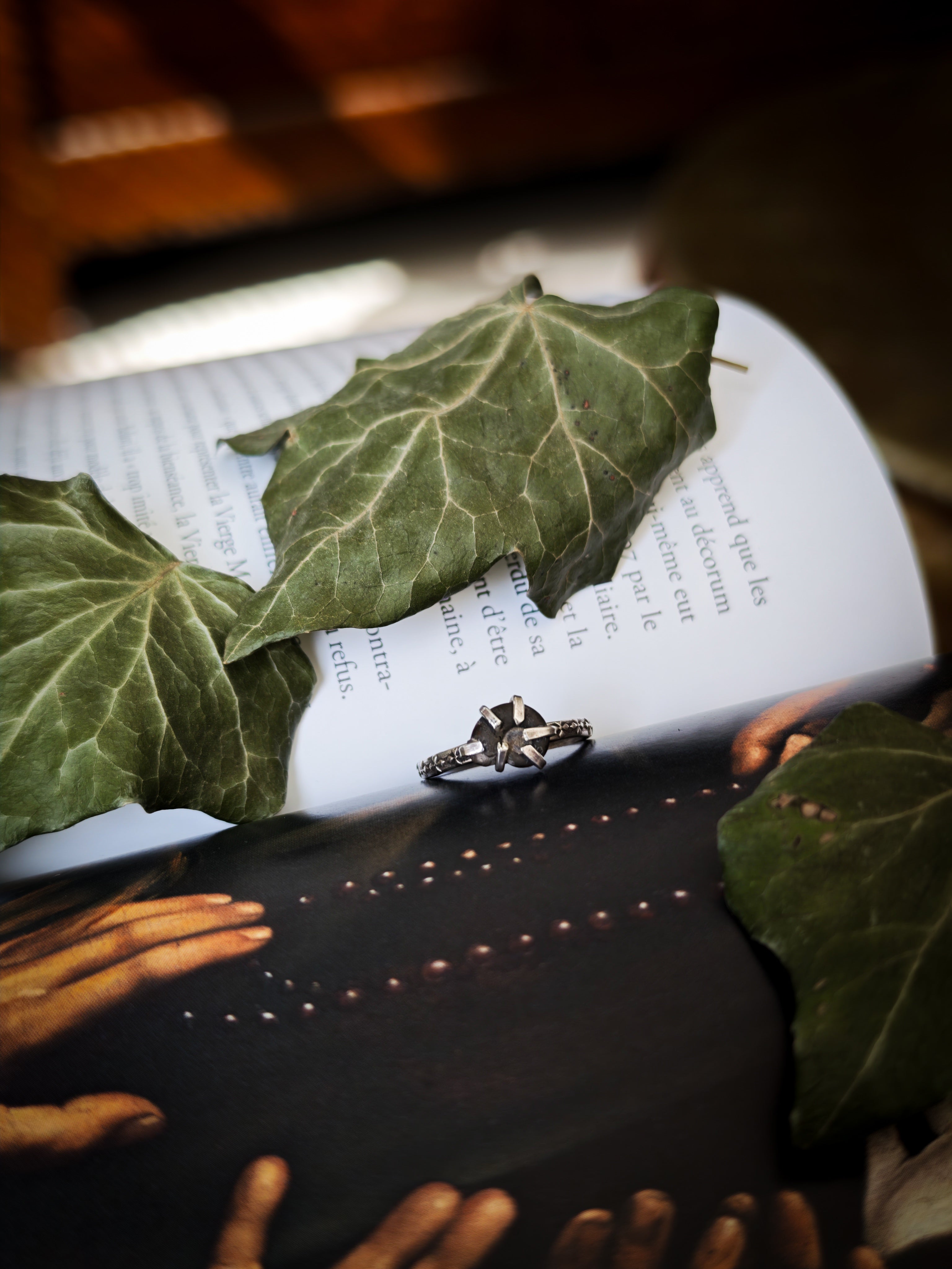 EarthMagick - Bague en fossile d'ammonite véritable et argent
