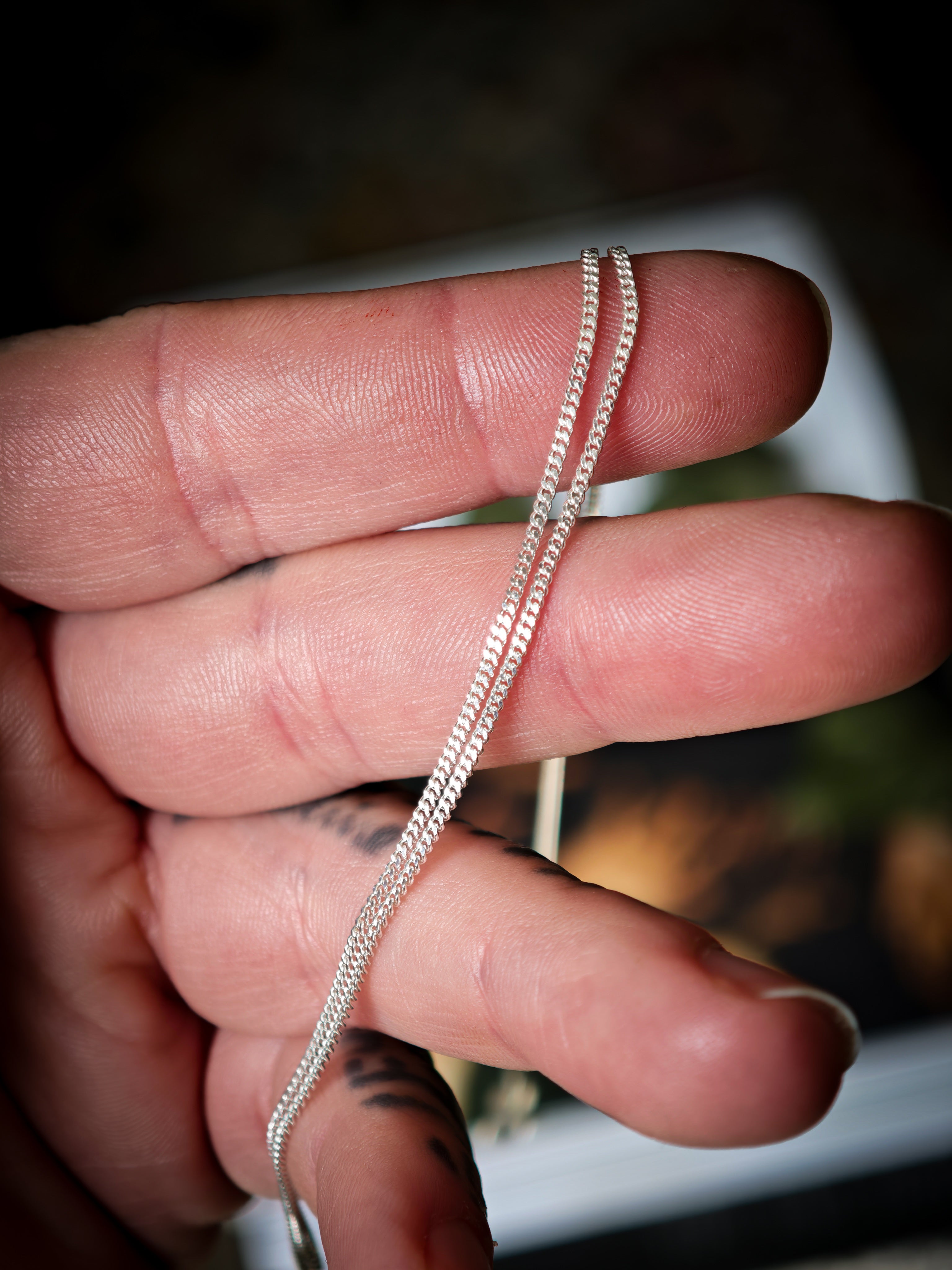 Chaîne argent 925, maille gourmette diamantée 1,2 mm, 45 cm