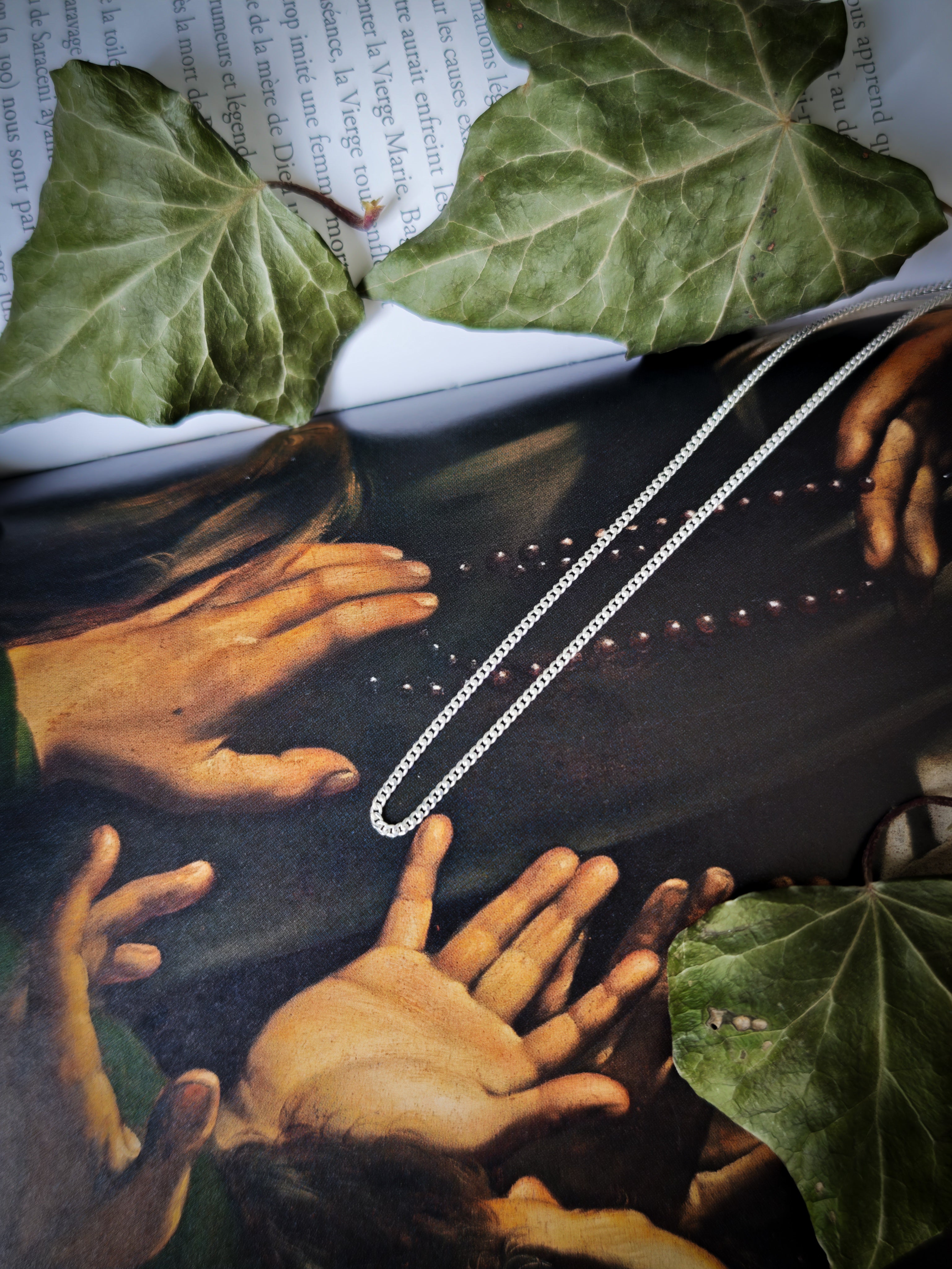 Chaîne argent 925, maille gourmette diamantée 1,5 mm, 40/45 cm