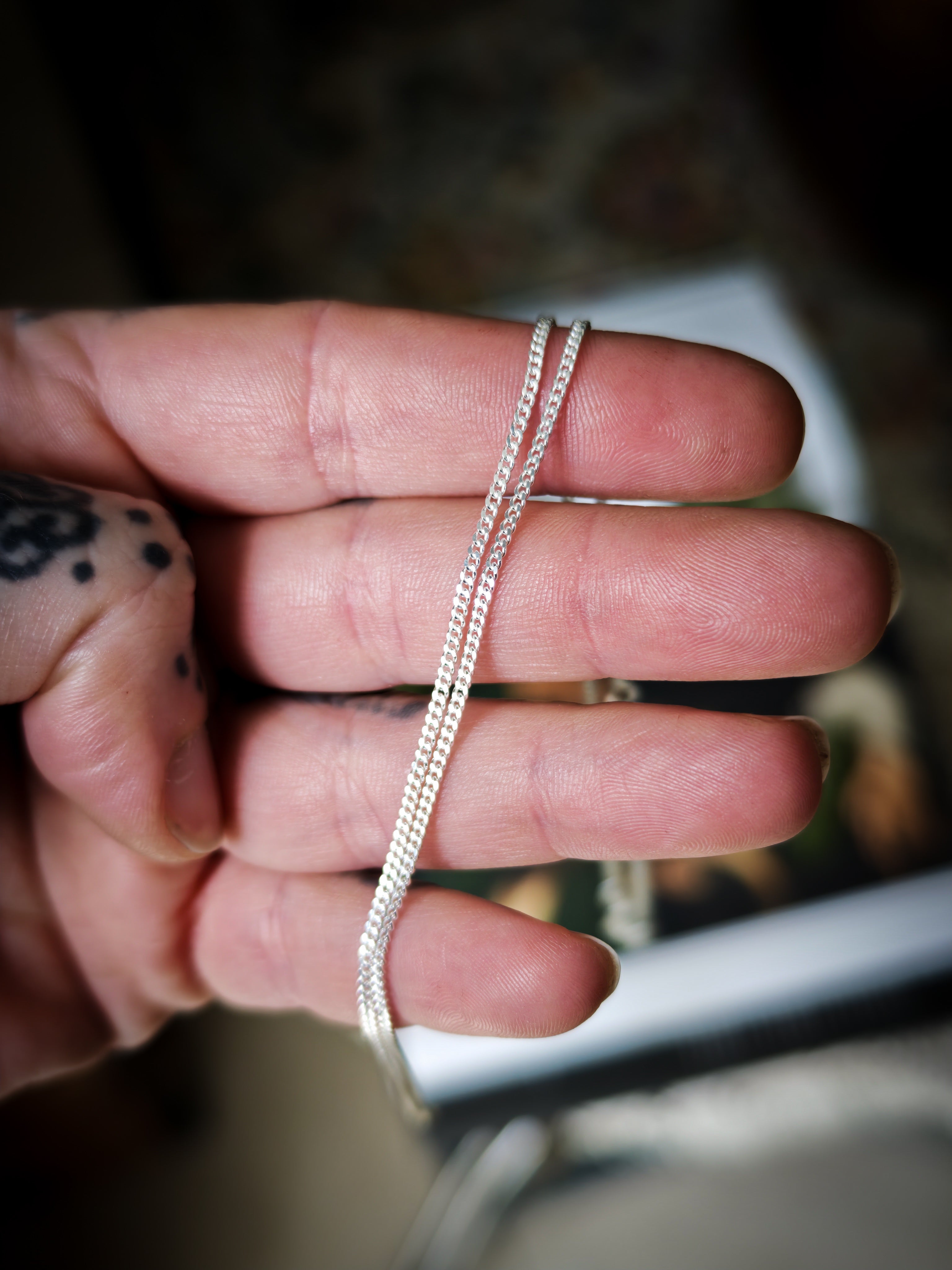 Chaîne argent 925, maille gourmette diamantée 1,5 mm, 40/45 cm