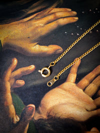 Chaîne laiton plaqué or, maille gourmette diamantée 1,8mm, 45cm