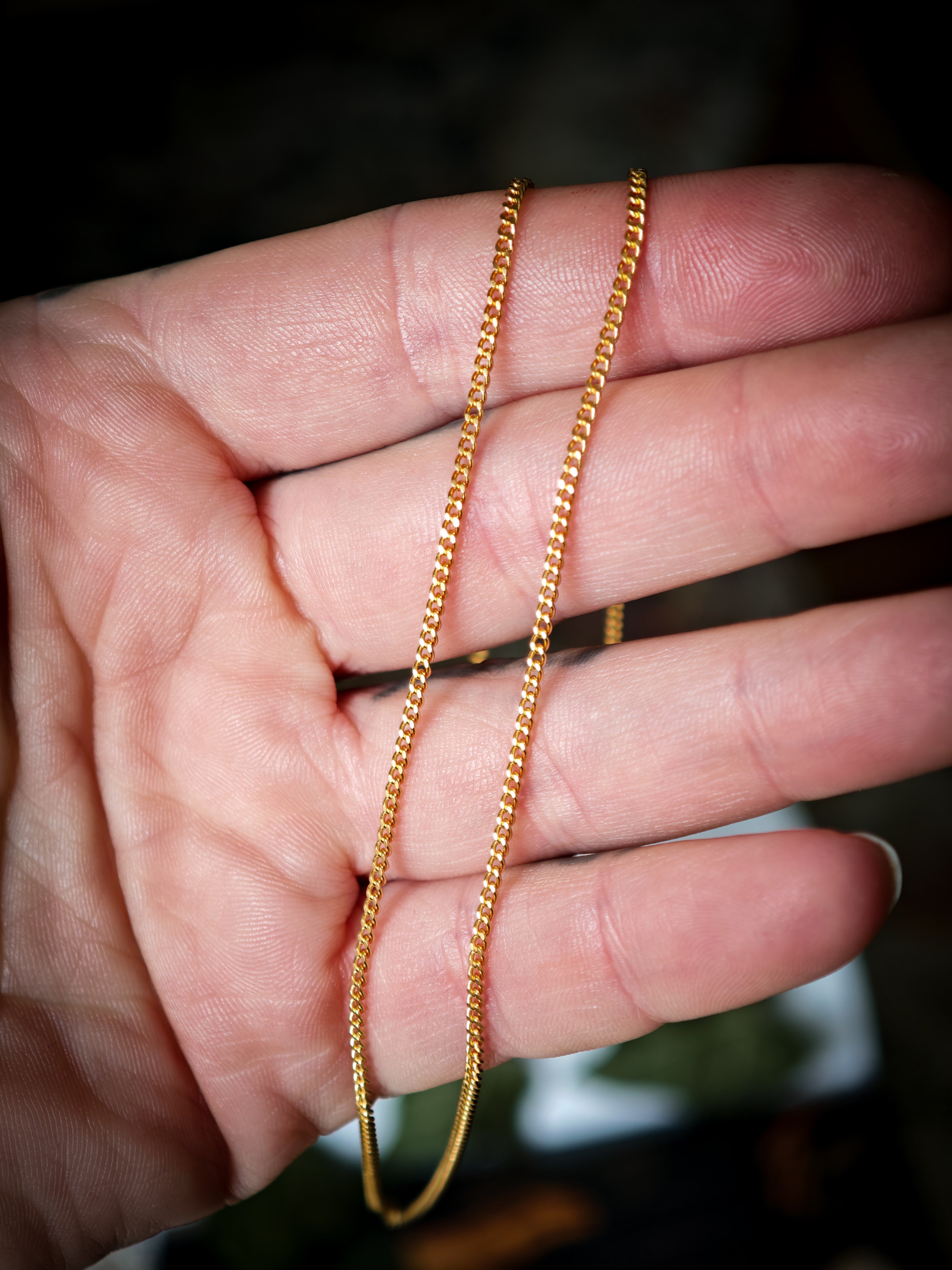 Chaîne laiton plaqué or, maille gourmette diamantée 1,8mm, 45cm