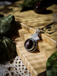 Divination - Scapolite and silver pendant, butterfly embossed