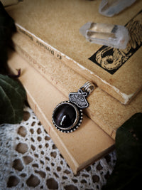 Divination - Scapolite and silver pendant, butterfly embossed