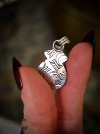 Divination - Scapolite and silver pendant, butterfly embossed